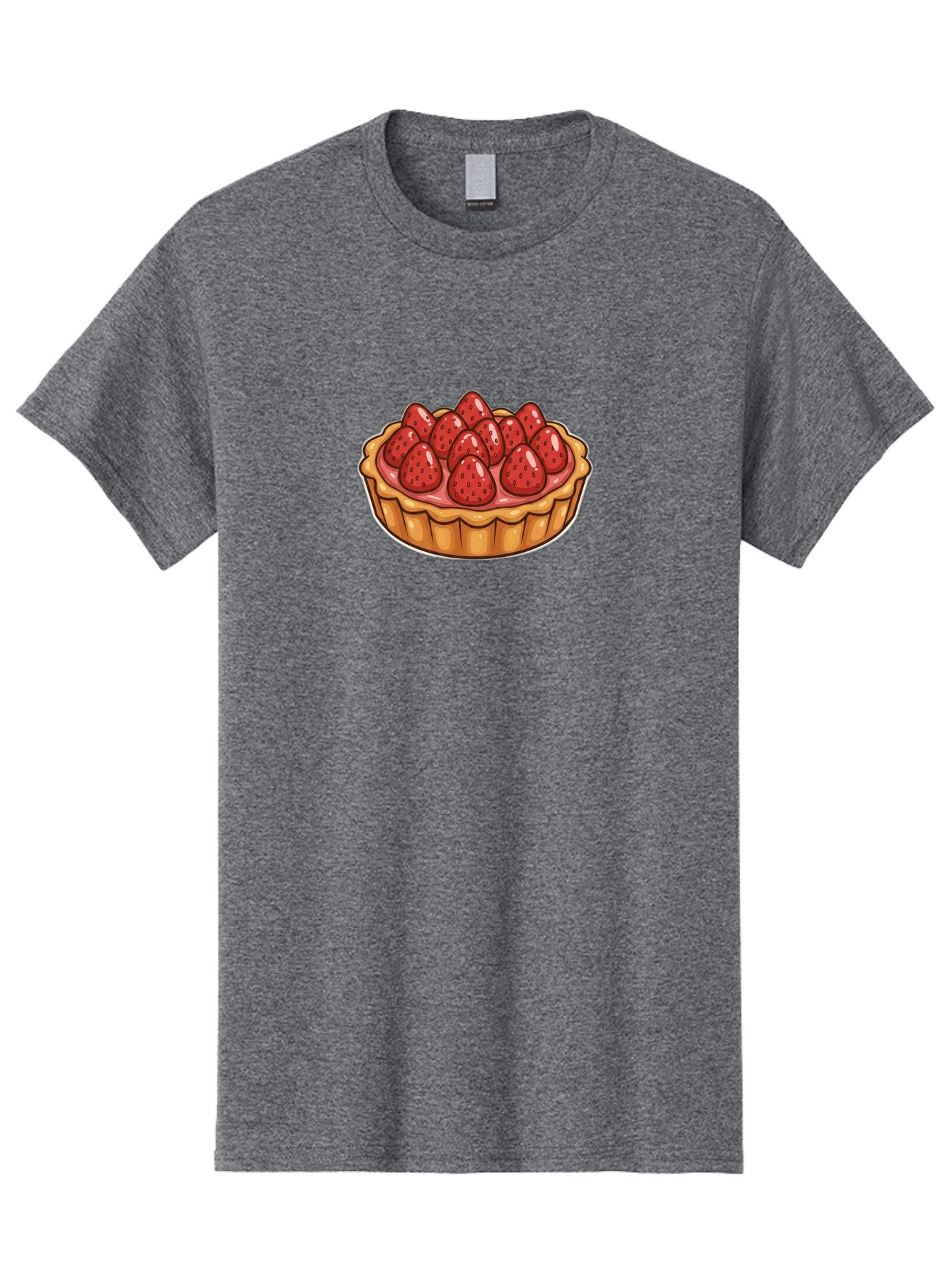 Strawberry-Tart Men'S Graphic Tee, 100% Cotton, Comfortable Casual Summer Wear, Machine Washable, Strawberry Tart, Sweet Dessert, Fresh Strawberries, Pastry Crust, Gourmet Treat, Fruit Tart, Strawberry Topping, Dessert Illustration, Bac490 5