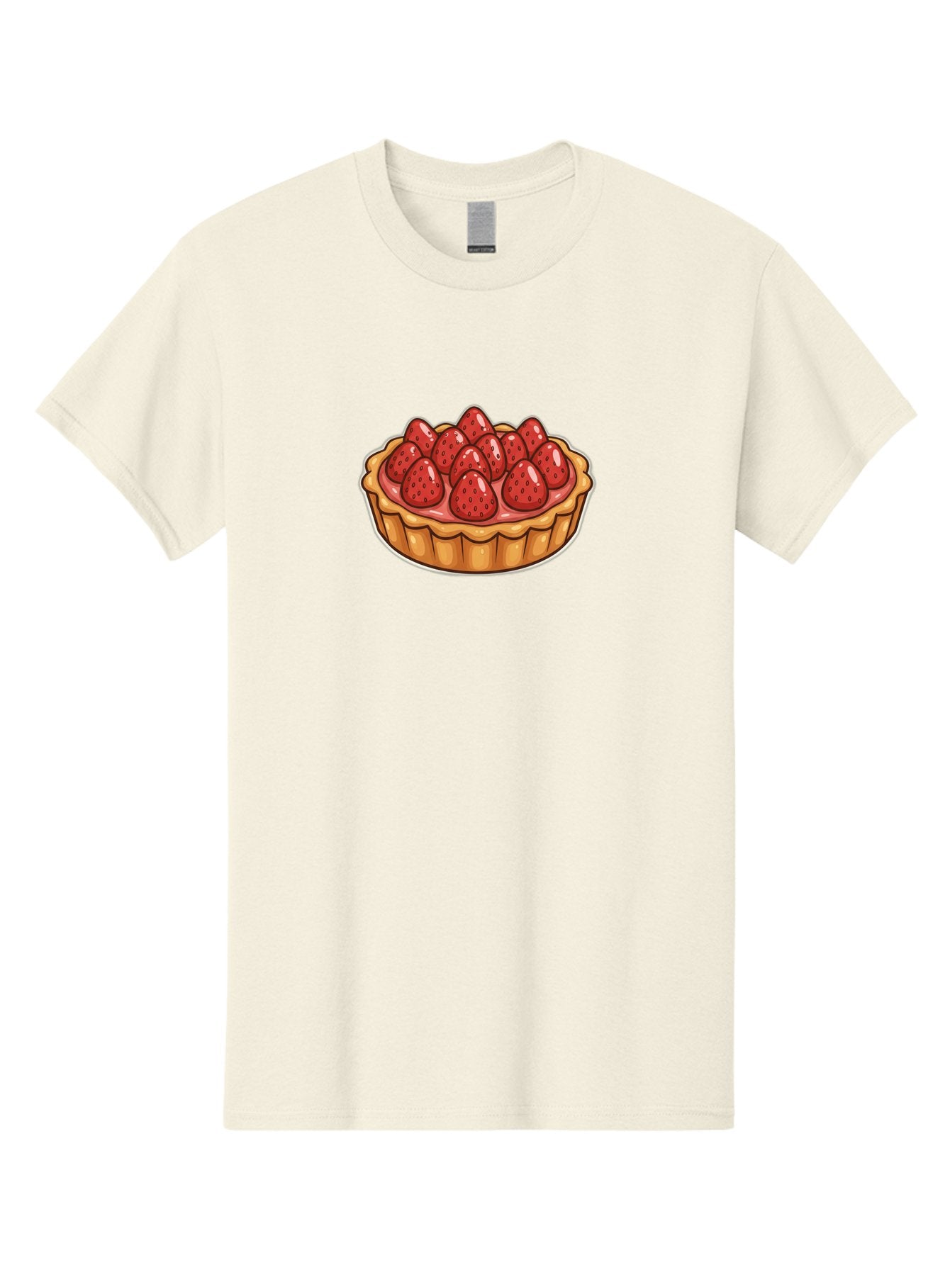 Strawberry-Tart Men'S Graphic Tee, 100% Cotton, Comfortable Casual Summer Wear, Machine Washable, Strawberry Tart, Sweet Dessert, Fresh Strawberries, Pastry Crust, Gourmet Treat, Fruit Tart, Strawberry Topping, Dessert Illustration, Bac490