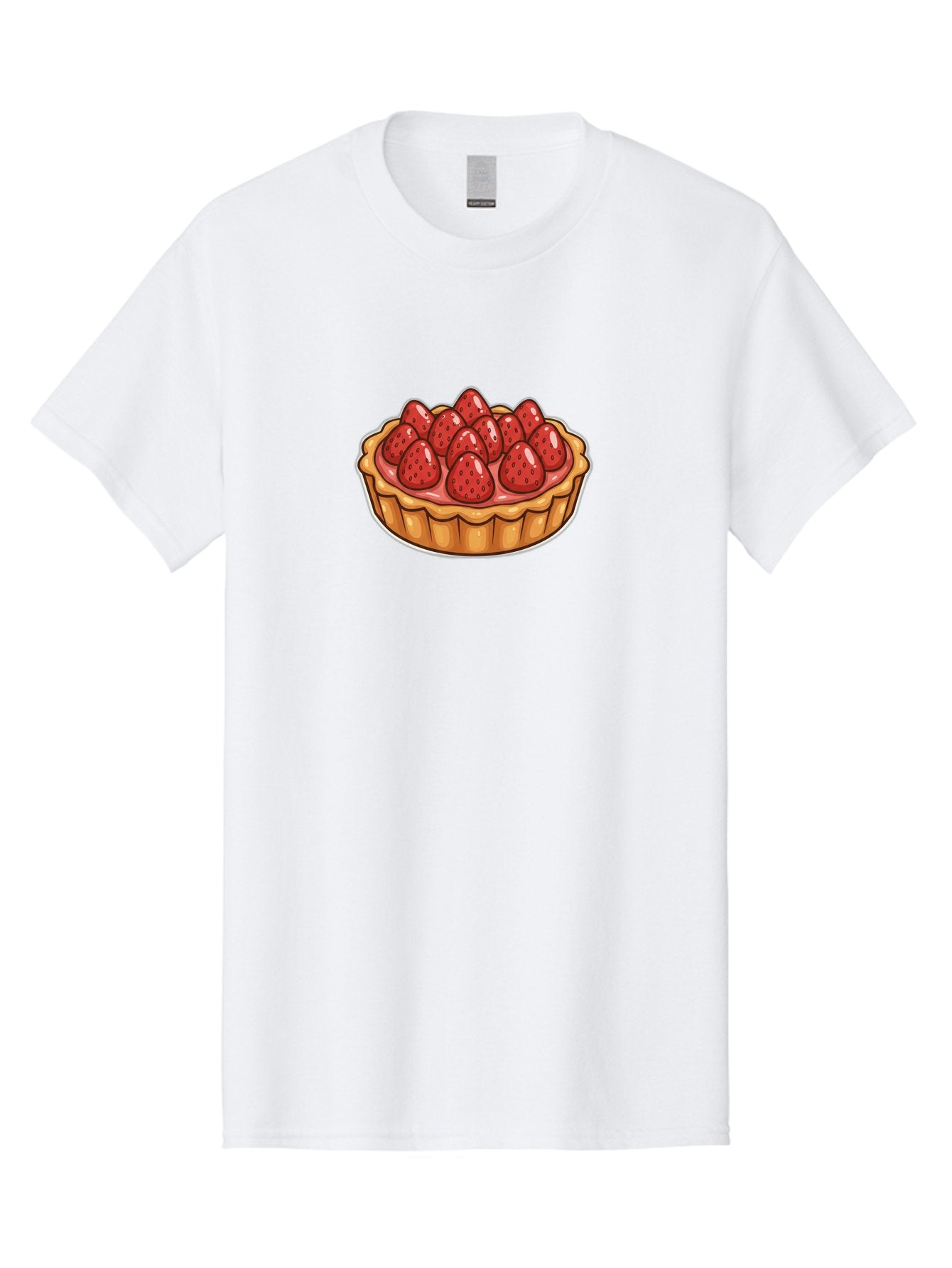 Strawberry-Tart Men'S Graphic Tee, 100% Cotton, Comfortable Casual Summer Wear, Machine Washable, Strawberry Tart, Sweet Dessert, Fresh Strawberries, Pastry Crust, Gourmet Treat, Fruit Tart, Strawberry Topping, Dessert Illustration, Bac490 15