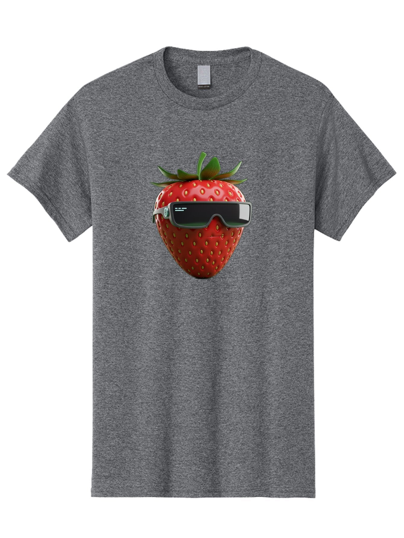 Strawberry-Virtual-Reality-Headset Men'S Graphic Tee, 100% Cotton, Comfortable Casual Summer Wear, Machine Washable, Strawberry Wearing Vr Headset, Futuristic Fruit, Virtual Reality, Augmented Reality, Tech-Savvy Strawberry, Innovative Design, Bac491 5