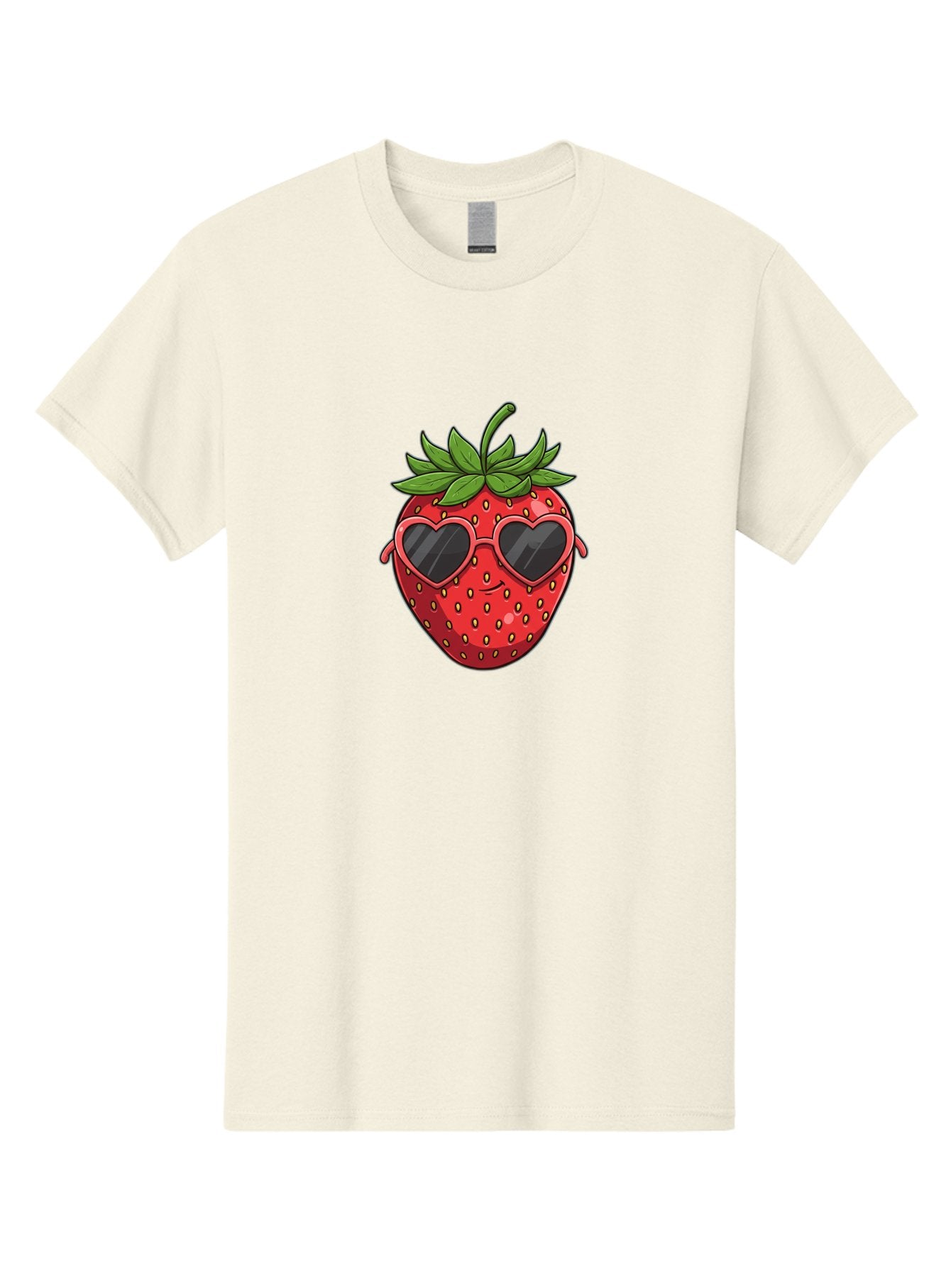 Strawberry-With-Heart-Sunglasses Men'S Graphic Tee, 100% Cotton, Comfortable Casual Summer Wear, Machine Washable, Strawberry With Sunglasses, Cool Strawberry, Heart-Shaped Shades, Trendy Fruit, Vibrant Red, Smiling Face, Summer Vibe, Bac492 5