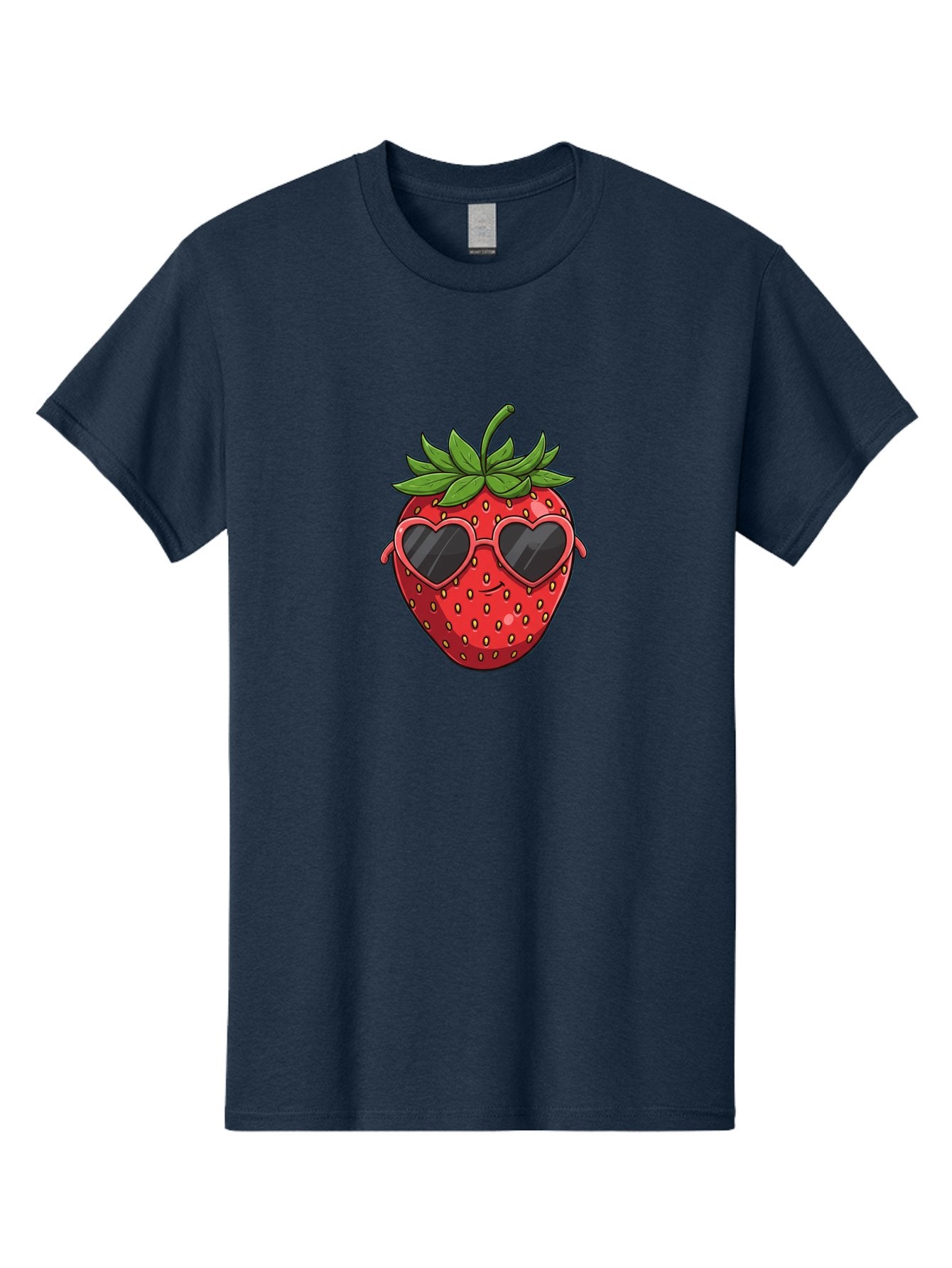 Strawberry-With-Heart-Sunglasses Men'S Graphic Tee, 100% Cotton, Comfortable Casual Summer Wear, Machine Washable, Strawberry With Sunglasses, Cool Strawberry, Heart-Shaped Shades, Trendy Fruit, Vibrant Red, Smiling Face, Summer Vibe, Bac492 11