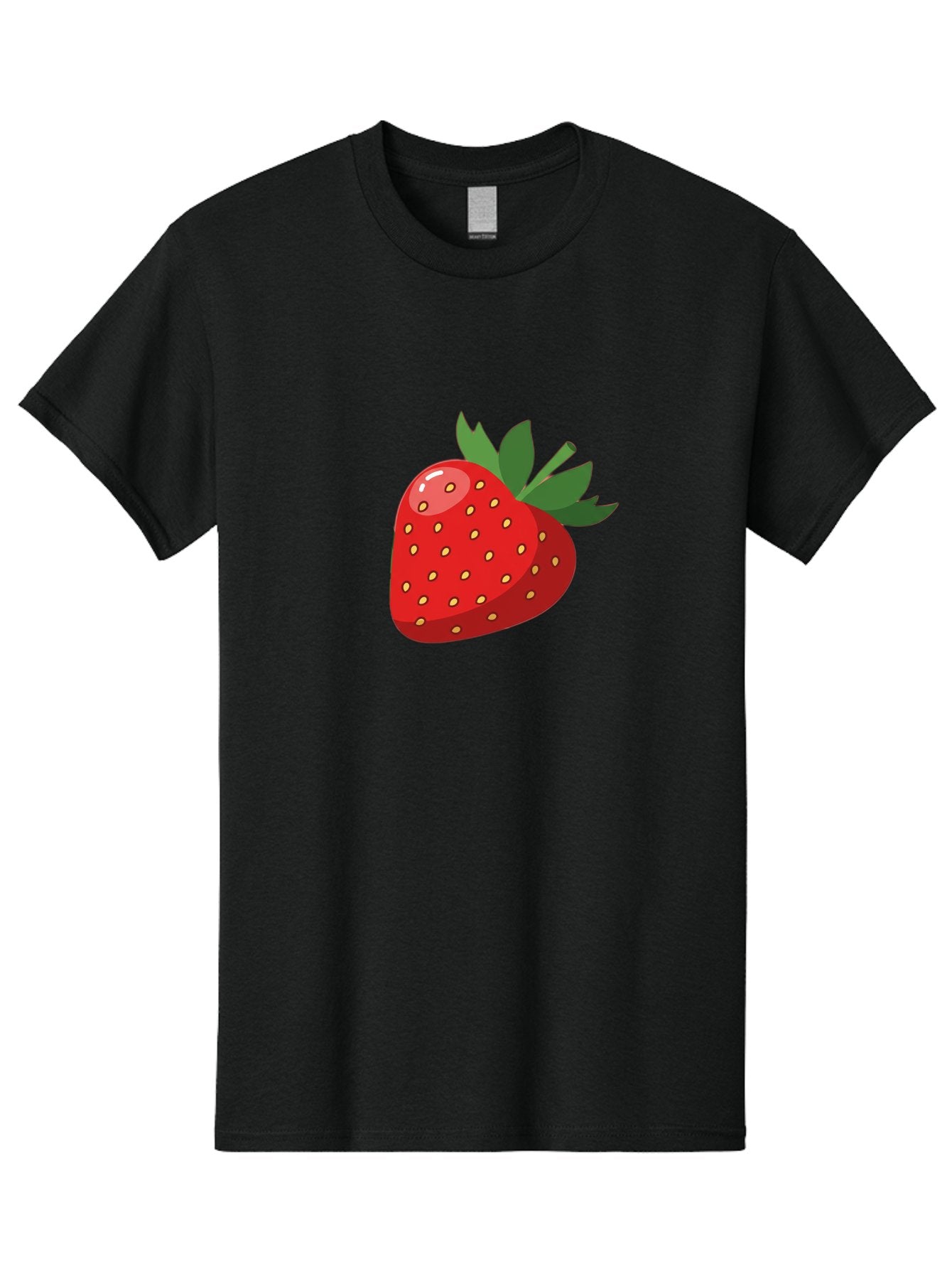 Strawberry Men'S Graphic Tee, 100% Cotton, Comfortable Casual Summer Wear, Machine Washable, Fresh Strawberry, Juicy Fruit, Red Strawberry, Green Leaves, Sweet Treat, Cartoon Illustration, Digital Art, Vibrant Red, Yellow Seeds Bac495 14