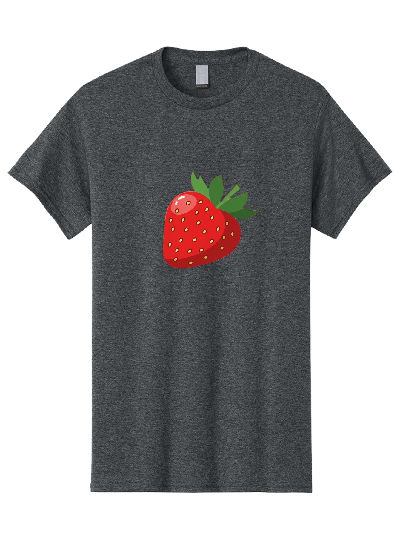 Strawberry Men'S Graphic Tee, 100% Cotton, Comfortable Casual Summer Wear, Machine Washable, Fresh Strawberry, Juicy Fruit, Red Strawberry, Green Leaves, Sweet Treat, Cartoon Illustration, Digital Art, Vibrant Red, Yellow Seeds Bac495 10