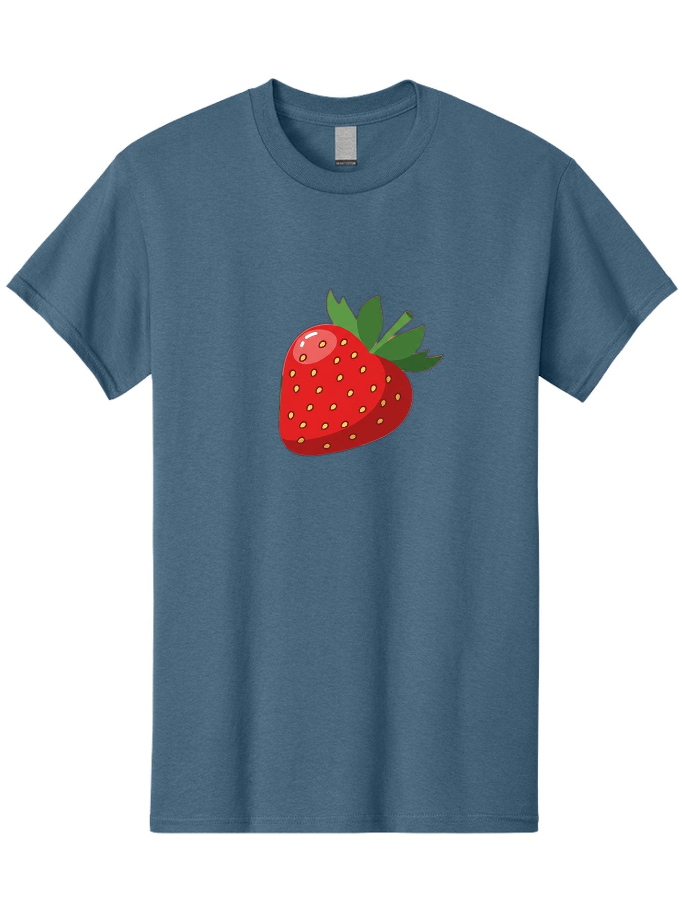 Strawberry Men'S Graphic Tee, 100% Cotton, Comfortable Casual Summer Wear, Machine Washable, Fresh Strawberry, Juicy Fruit, Red Strawberry, Green Leaves, Sweet Treat, Cartoon Illustration, Digital Art, Vibrant Red, Yellow Seeds Bac495 12