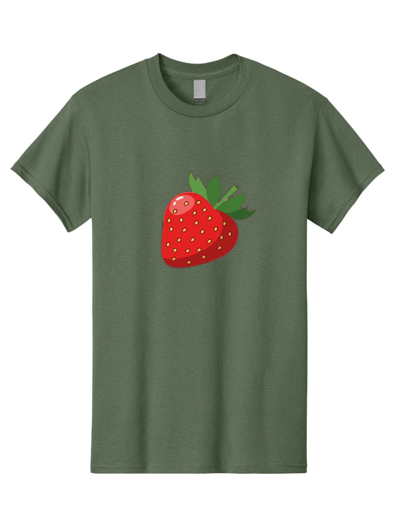 Strawberry Men'S Graphic Tee, 100% Cotton, Comfortable Casual Summer Wear, Machine Washable, Fresh Strawberry, Juicy Fruit, Red Strawberry, Green Leaves, Sweet Treat, Cartoon Illustration, Digital Art, Vibrant Red, Yellow Seeds Bac495 6