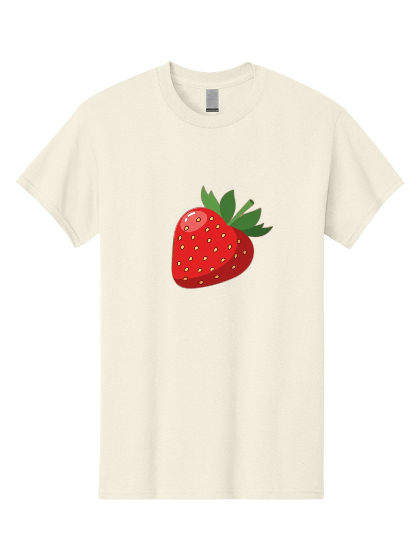Strawberry Men'S Graphic Tee, 100% Cotton, Comfortable Casual Summer Wear, Machine Washable, Fresh Strawberry, Juicy Fruit, Red Strawberry, Green Leaves, Sweet Treat, Cartoon Illustration, Digital Art, Vibrant Red, Yellow Seeds Bac495 9