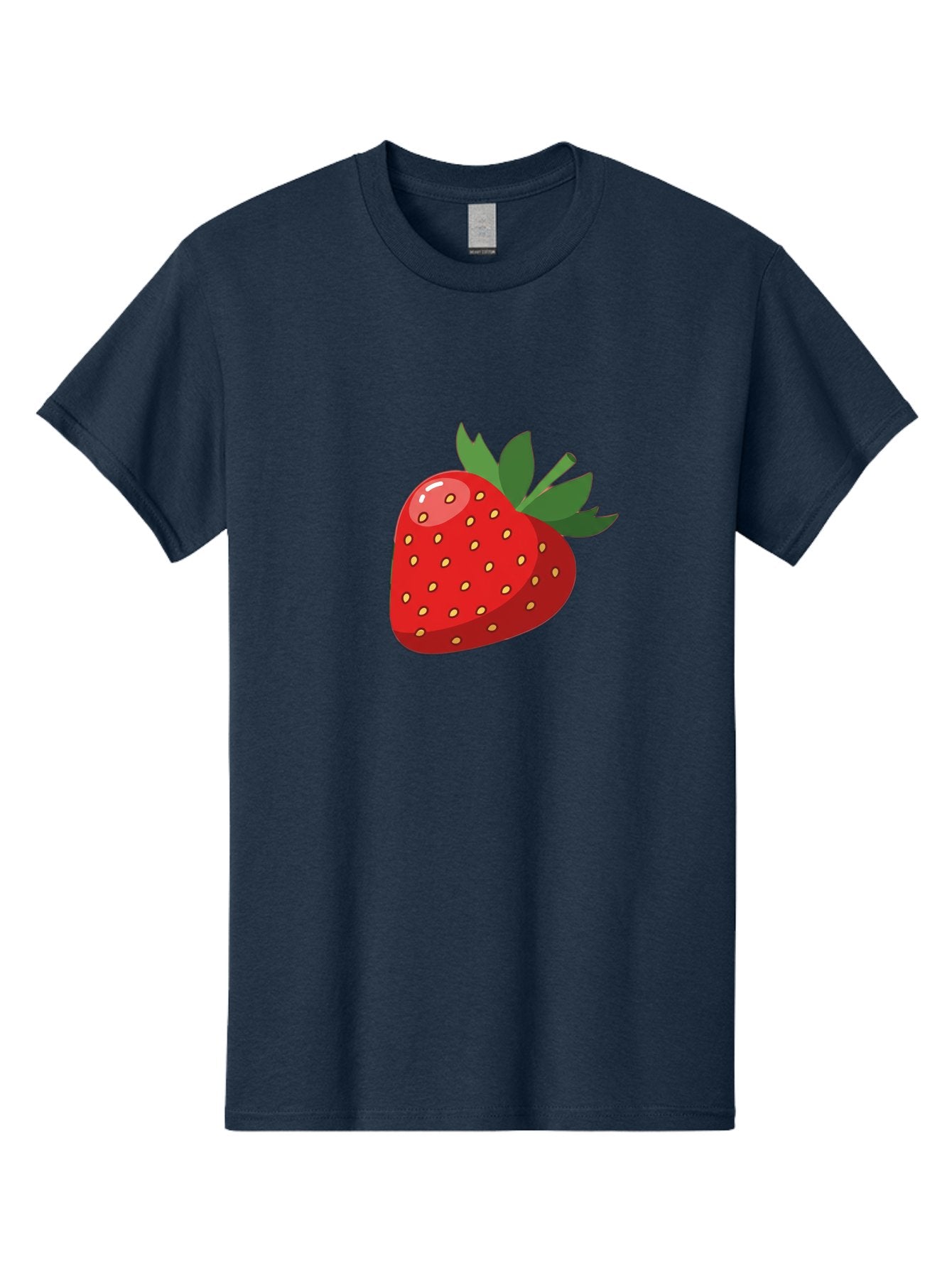 Strawberry Men'S Graphic Tee, 100% Cotton, Comfortable Casual Summer Wear, Machine Washable, Fresh Strawberry, Juicy Fruit, Red Strawberry, Green Leaves, Sweet Treat, Cartoon Illustration, Digital Art, Vibrant Red, Yellow Seeds Bac495 13