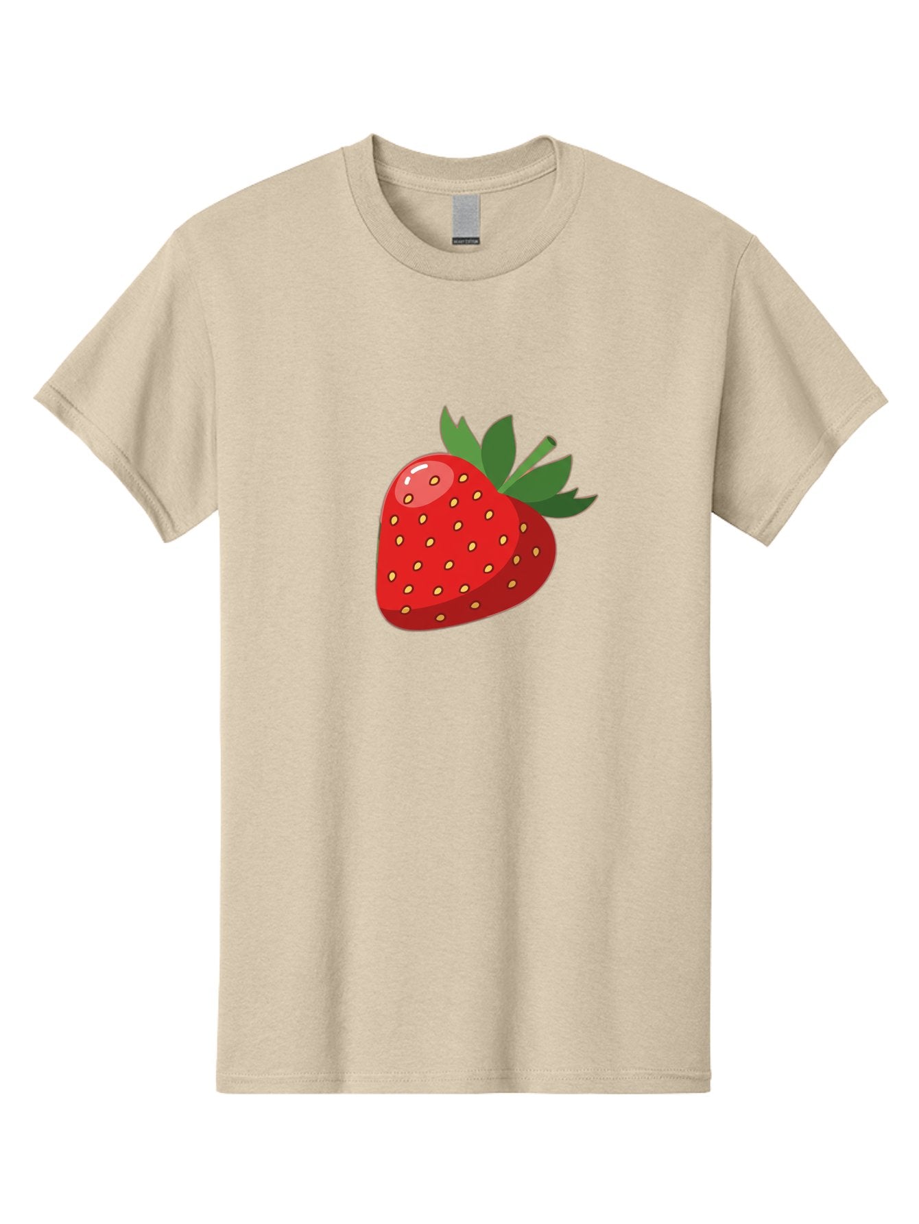 Strawberry Men'S Graphic Tee, 100% Cotton, Comfortable Casual Summer Wear, Machine Washable, Fresh Strawberry, Juicy Fruit, Red Strawberry, Green Leaves, Sweet Treat, Cartoon Illustration, Digital Art, Vibrant Red, Yellow Seeds Bac495 11