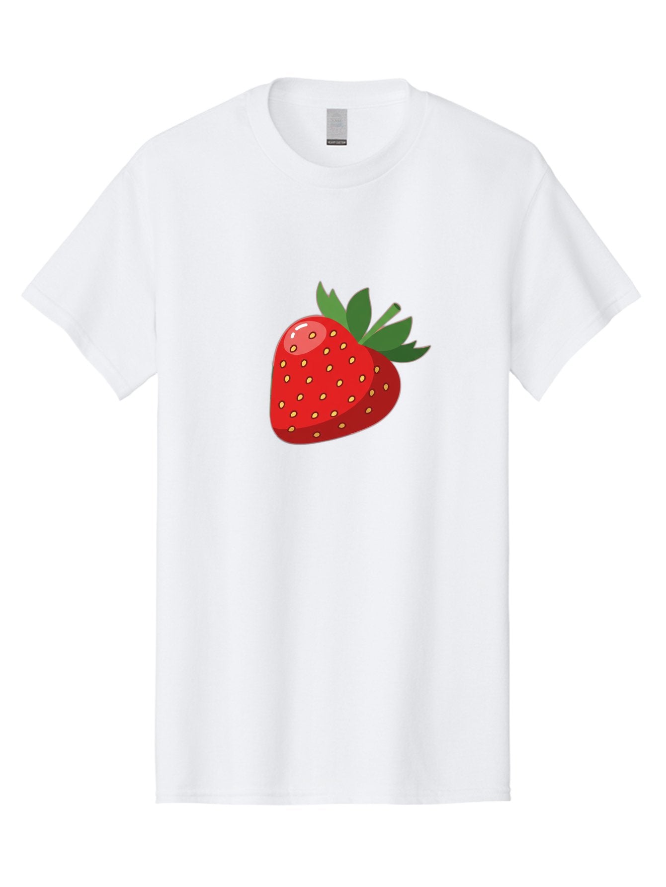 Strawberry Men'S Graphic Tee, 100% Cotton, Comfortable Casual Summer Wear, Machine Washable, Fresh Strawberry, Juicy Fruit, Red Strawberry, Green Leaves, Sweet Treat, Cartoon Illustration, Digital Art, Vibrant Red, Yellow Seeds Bac495 7