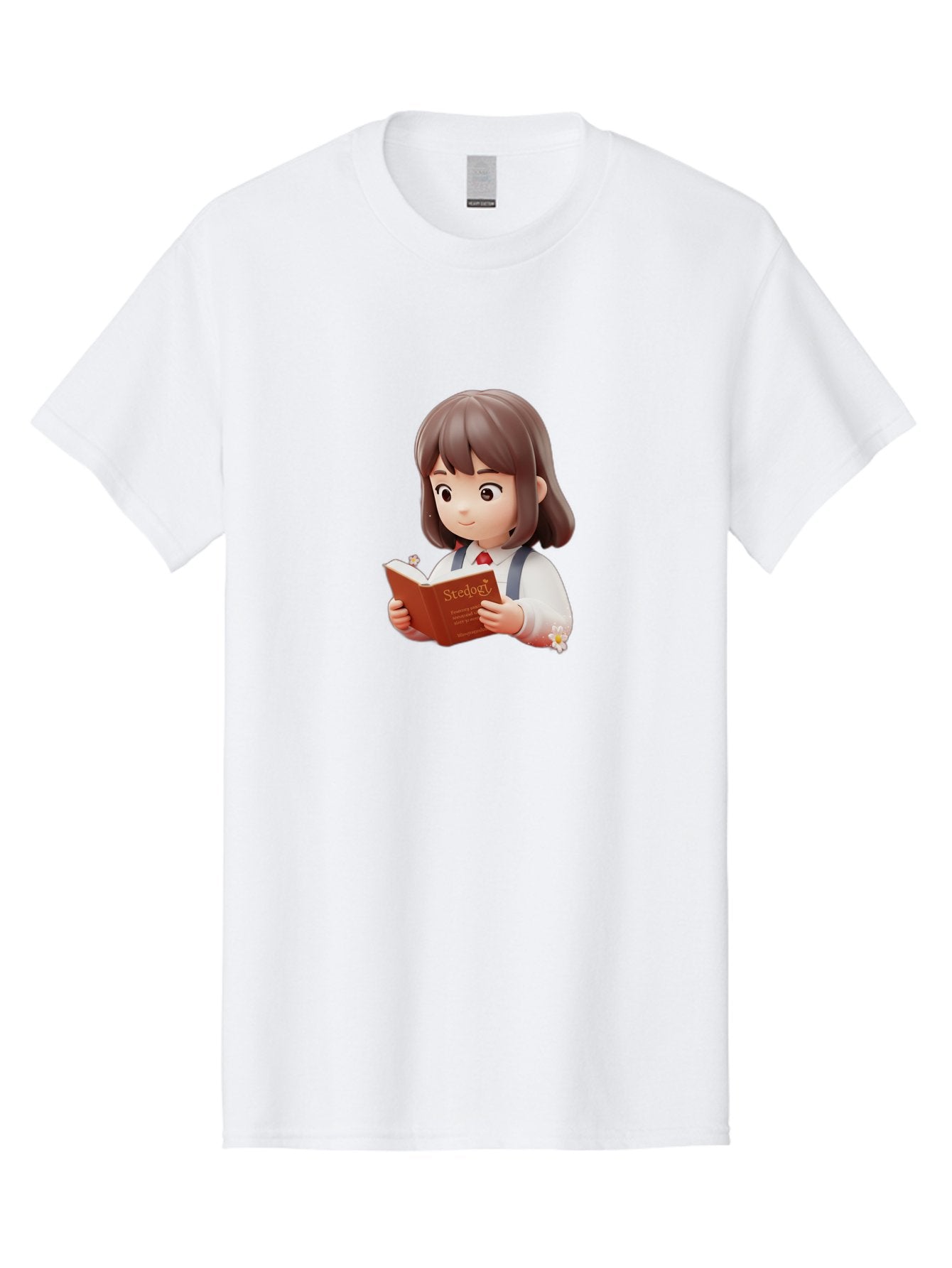 Student-Reading-Study Men'S Graphic Tee, 100% Cotton, Comfortable Casual Summer Wear, Machine Washable, Cartoon Girl Reading, Study Materials, Education Concept, Learning Resources, Student Character, Study Book, Knowledge Acquisition Bac496 3