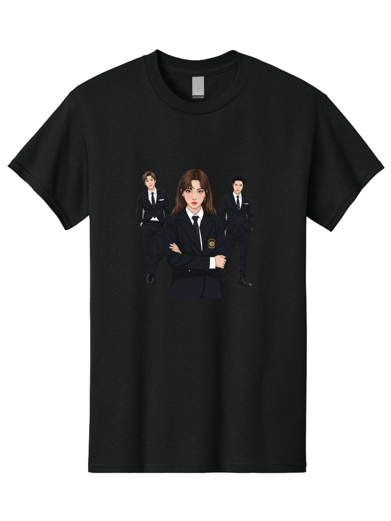 Students-In-Uniform Men'S Graphic Tee, 100% Cotton, Comfortable Casual Summer Wear, Machine Washable, K-Pop Inspired Fashion, Korean Drama Characters, High School Uniforms, Confident Female Lead, Male Supporting Characters, Stylish Outfits, Bac497 14