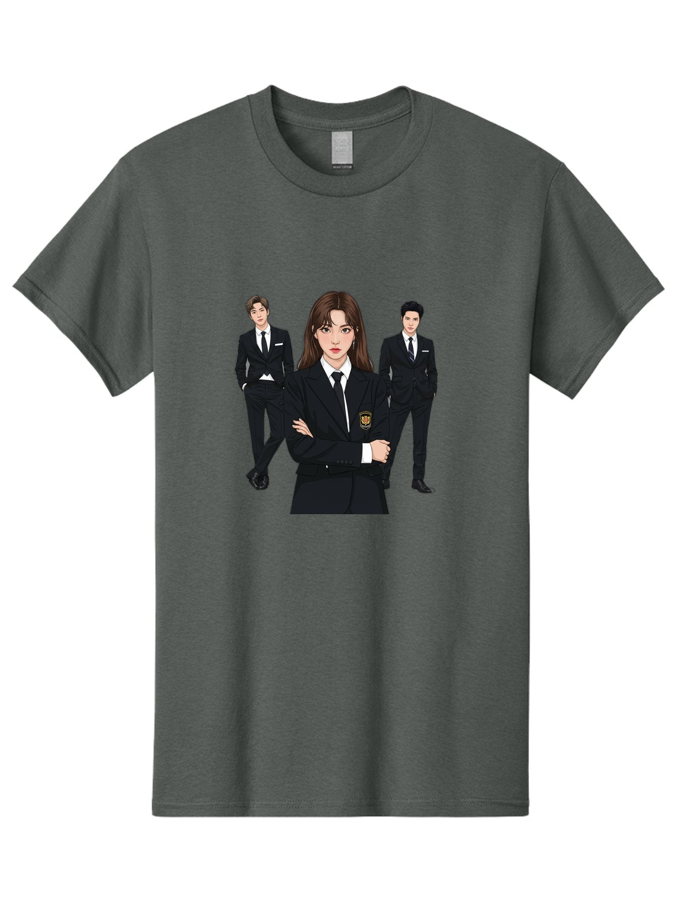 Students-In-Uniform Men'S Graphic Tee, 100% Cotton, Comfortable Casual Summer Wear, Machine Washable, K-Pop Inspired Fashion, Korean Drama Characters, High School Uniforms, Confident Female Lead, Male Supporting Characters, Stylish Outfits, Bac497 12