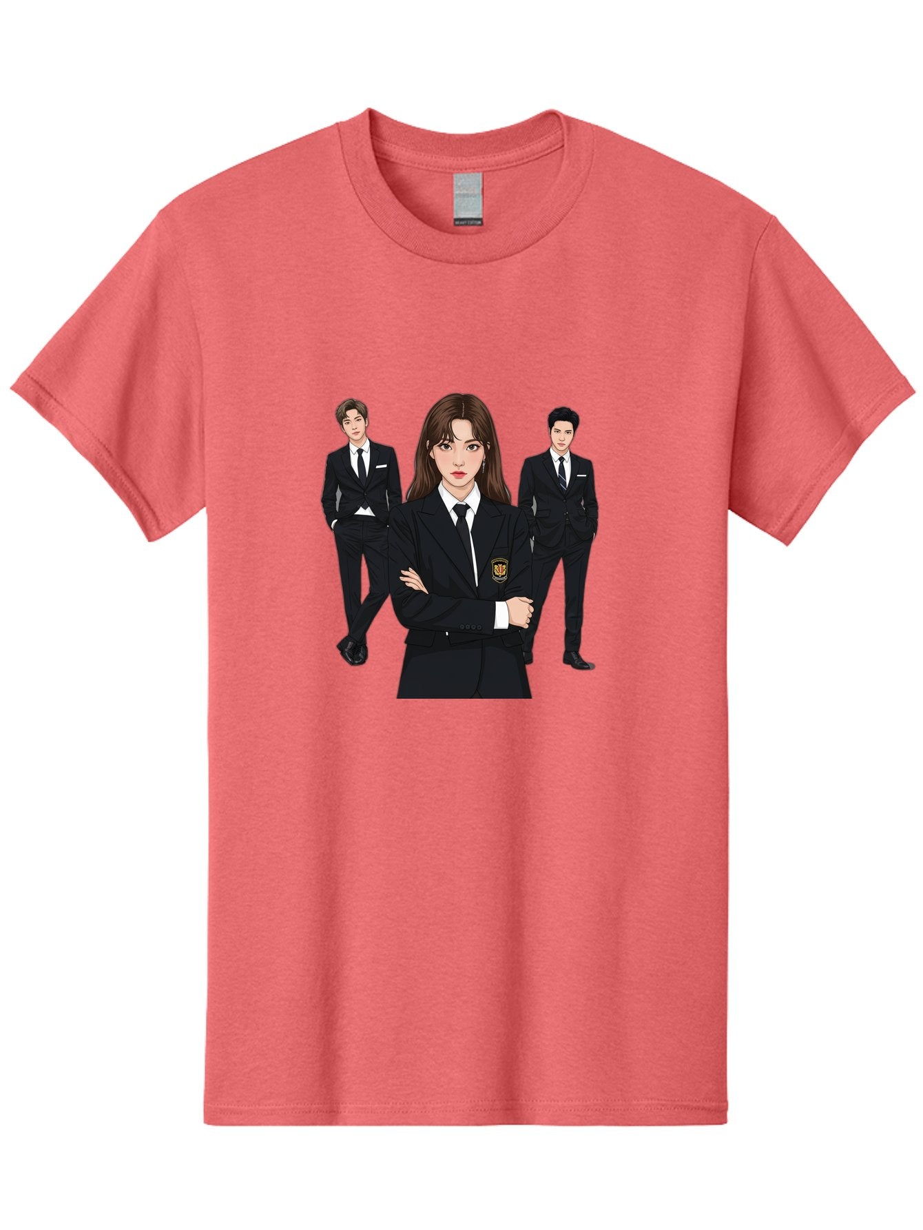Students-In-Uniform Men'S Graphic Tee, 100% Cotton, Comfortable Casual Summer Wear, Machine Washable, K-Pop Inspired Fashion, Korean Drama Characters, High School Uniforms, Confident Female Lead, Male Supporting Characters, Stylish Outfits, Bac497 6