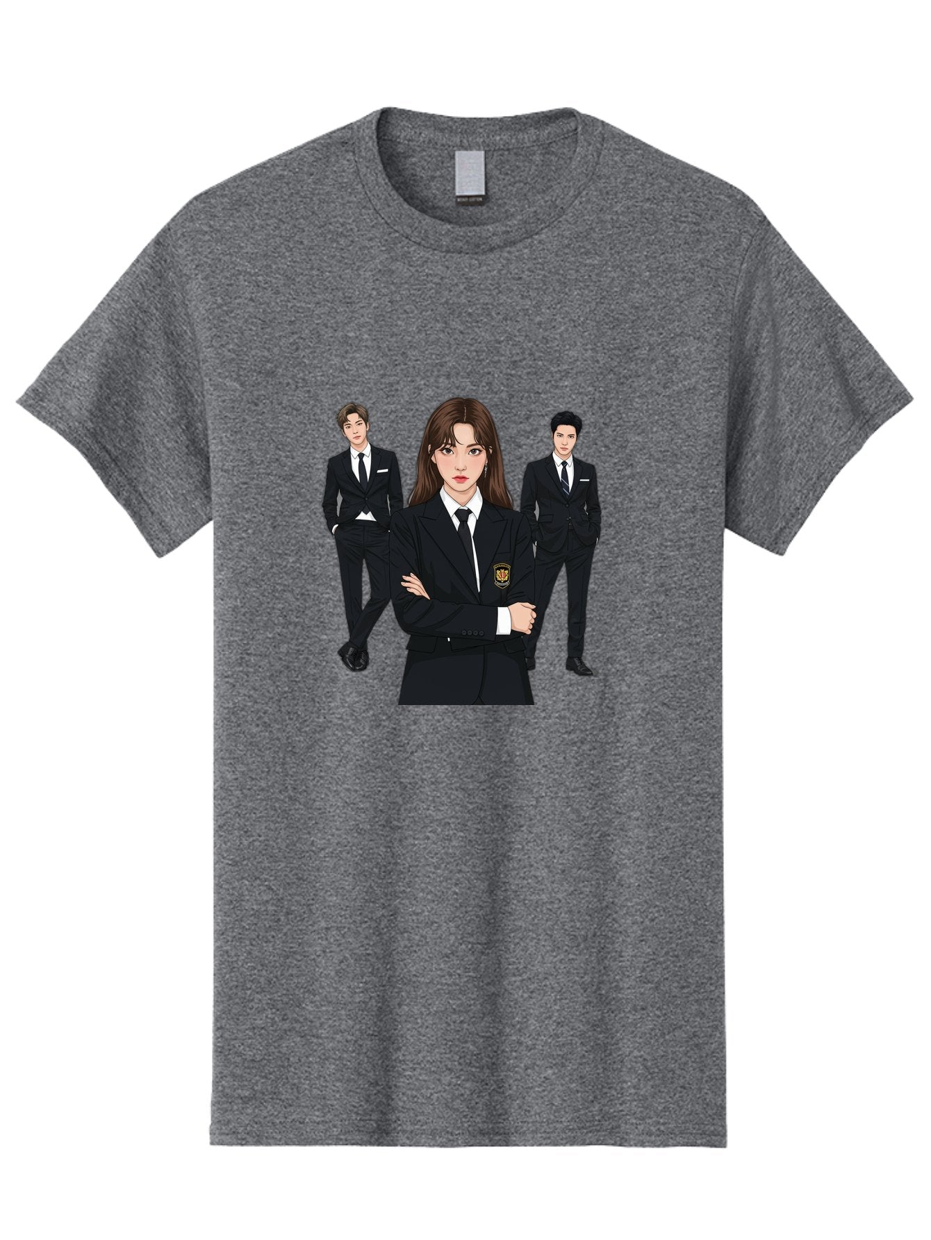 Students-In-Uniform Men'S Graphic Tee, 100% Cotton, Comfortable Casual Summer Wear, Machine Washable, K-Pop Inspired Fashion, Korean Drama Characters, High School Uniforms, Confident Female Lead, Male Supporting Characters, Stylish Outfits, Bac497 13