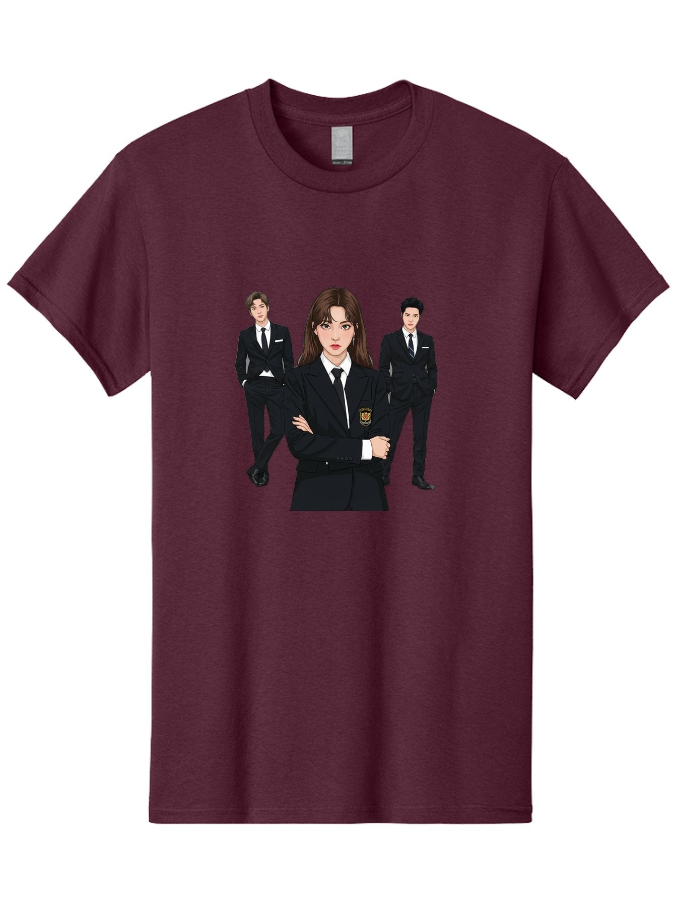 Students-In-Uniform Men'S Graphic Tee, 100% Cotton, Comfortable Casual Summer Wear, Machine Washable, K-Pop Inspired Fashion, Korean Drama Characters, High School Uniforms, Confident Female Lead, Male Supporting Characters, Stylish Outfits, Bac497 4