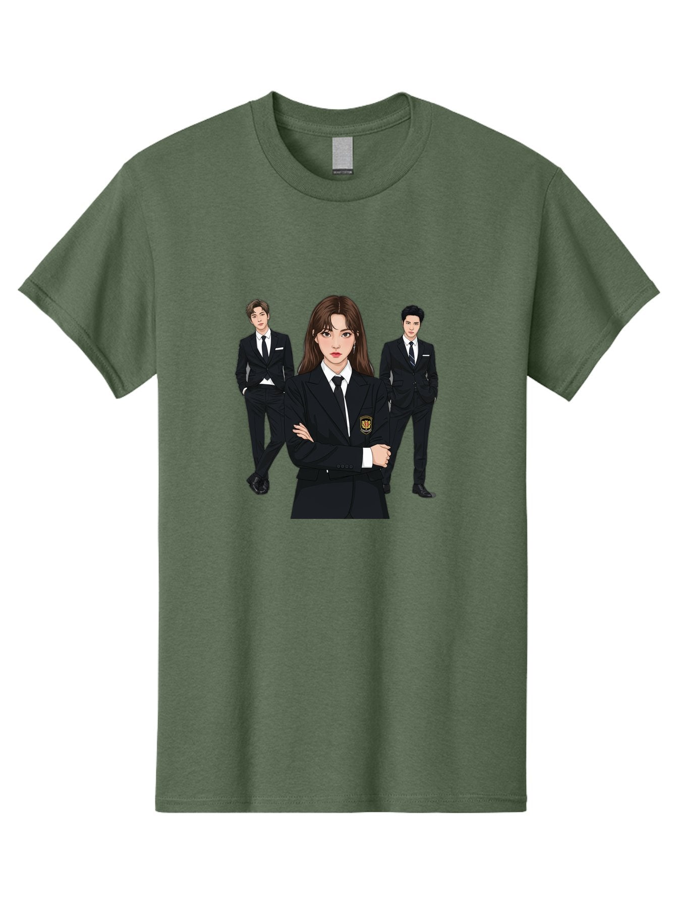 Students-In-Uniform Men'S Graphic Tee, 100% Cotton, Comfortable Casual Summer Wear, Machine Washable, K-Pop Inspired Fashion, Korean Drama Characters, High School Uniforms, Confident Female Lead, Male Supporting Characters, Stylish Outfits, Bac497 10