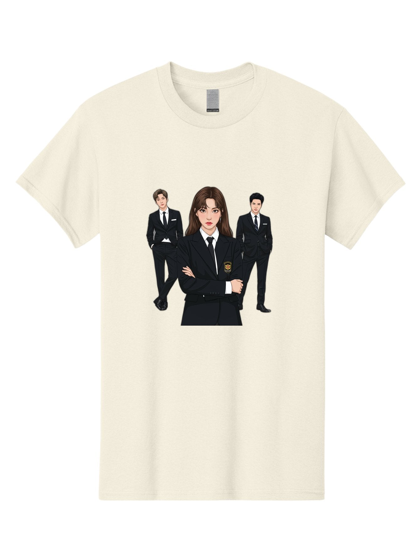 Students-In-Uniform Men'S Graphic Tee, 100% Cotton, Comfortable Casual Summer Wear, Machine Washable, K-Pop Inspired Fashion, Korean Drama Characters, High School Uniforms, Confident Female Lead, Male Supporting Characters, Stylish Outfits, Bac497 7