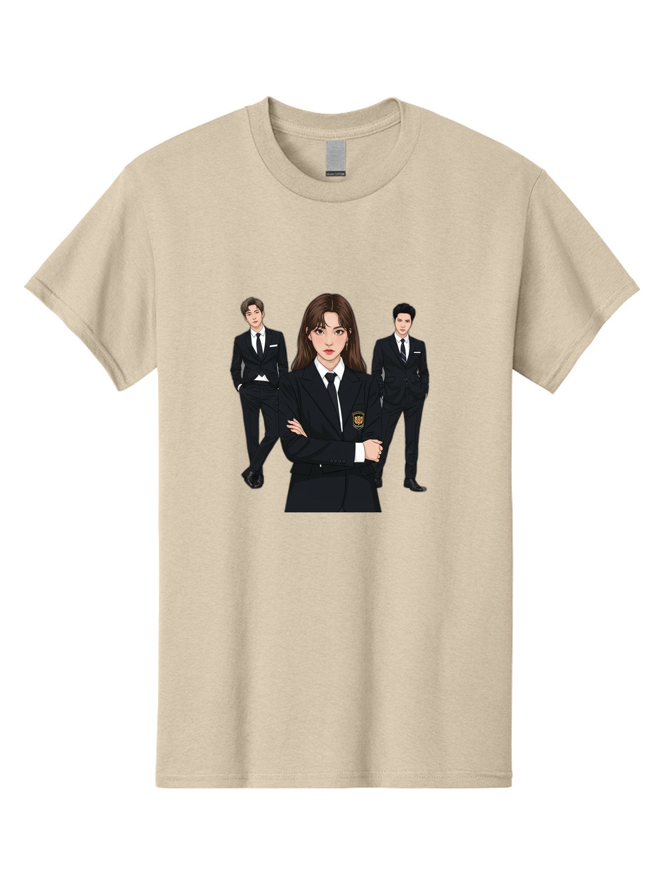 Students-In-Uniform Men'S Graphic Tee, 100% Cotton, Comfortable Casual Summer Wear, Machine Washable, K-Pop Inspired Fashion, Korean Drama Characters, High School Uniforms, Confident Female Lead, Male Supporting Characters, Stylish Outfits, Bac497 11