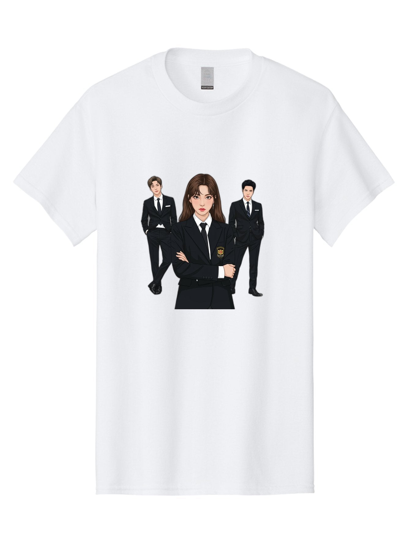 Students-In-Uniform Men'S Graphic Tee, 100% Cotton, Comfortable Casual Summer Wear, Machine Washable, K-Pop Inspired Fashion, Korean Drama Characters, High School Uniforms, Confident Female Lead, Male Supporting Characters, Stylish Outfits, Bac497