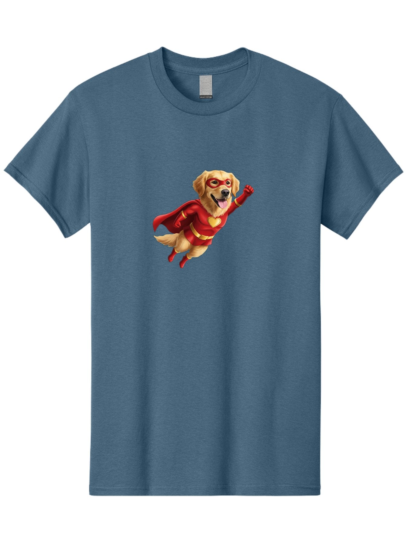 Super-Dog Men'S Graphic Tee, 100% Cotton, Comfortable Casual Summer Wear, Machine Washable, Cartoon Dog In Red Superhero Costume, Flying Dog, Golden Retriever, Superhero Cape, Red Mask, Yellow Belt, Cartoon Character, Dog Hero, Superpowers Bac501 7