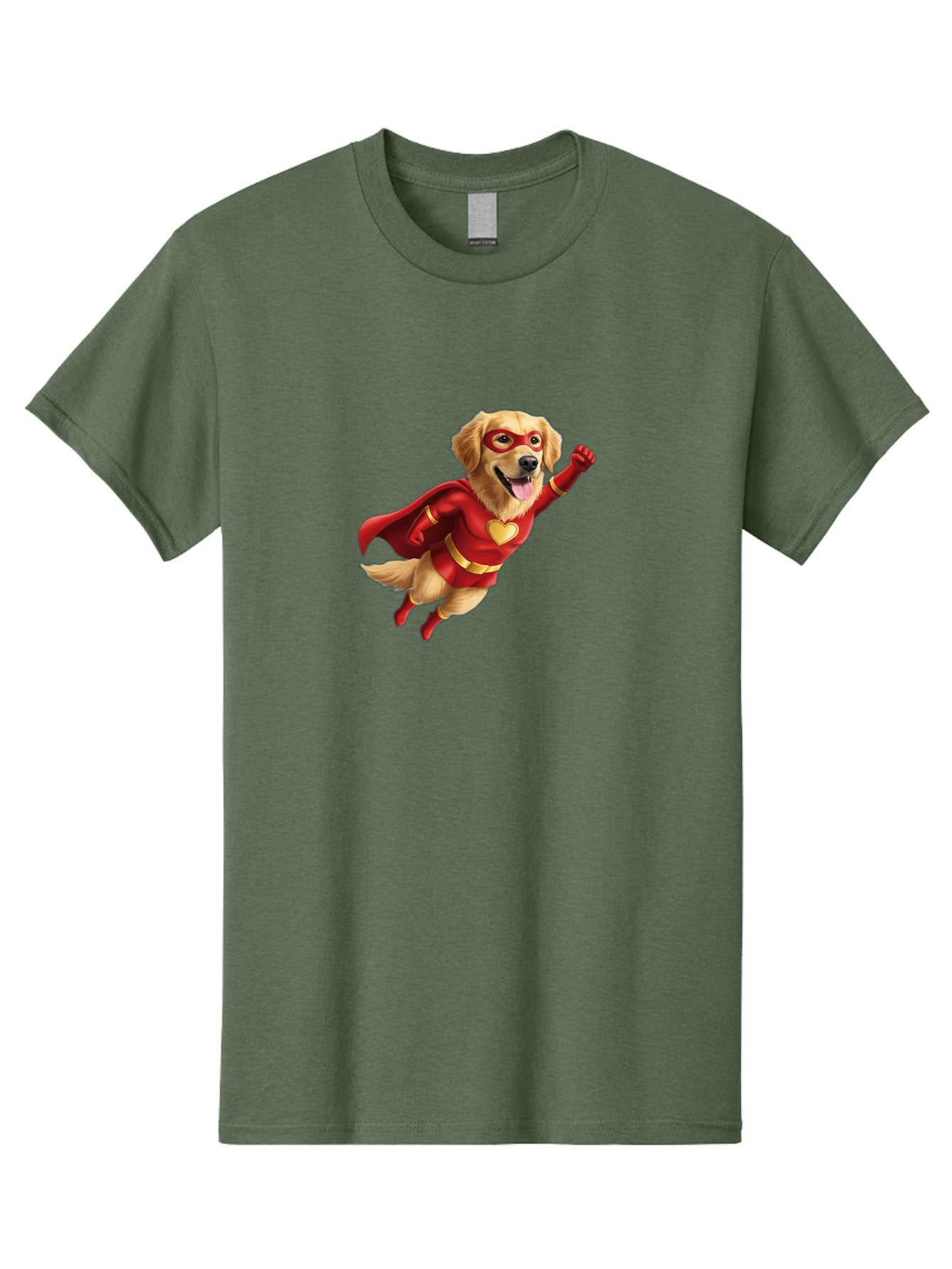 Super-Dog Men'S Graphic Tee, 100% Cotton, Comfortable Casual Summer Wear, Machine Washable, Cartoon Dog In Red Superhero Costume, Flying Dog, Golden Retriever, Superhero Cape, Red Mask, Yellow Belt, Cartoon Character, Dog Hero, Superpowers Bac501 14