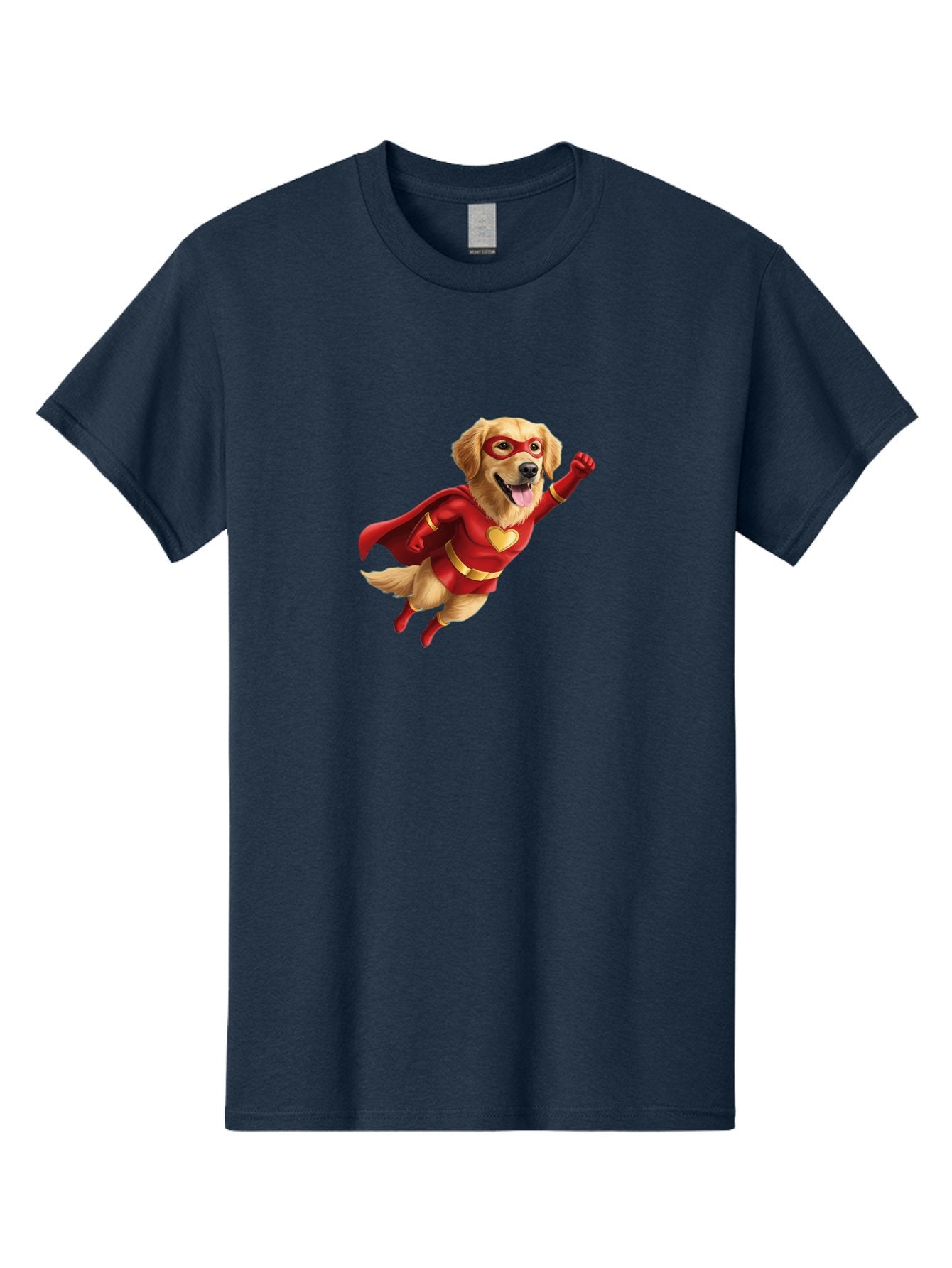 Super-Dog Men'S Graphic Tee, 100% Cotton, Comfortable Casual Summer Wear, Machine Washable, Cartoon Dog In Red Superhero Costume, Flying Dog, Golden Retriever, Superhero Cape, Red Mask, Yellow Belt, Cartoon Character, Dog Hero, Superpowers Bac501 11