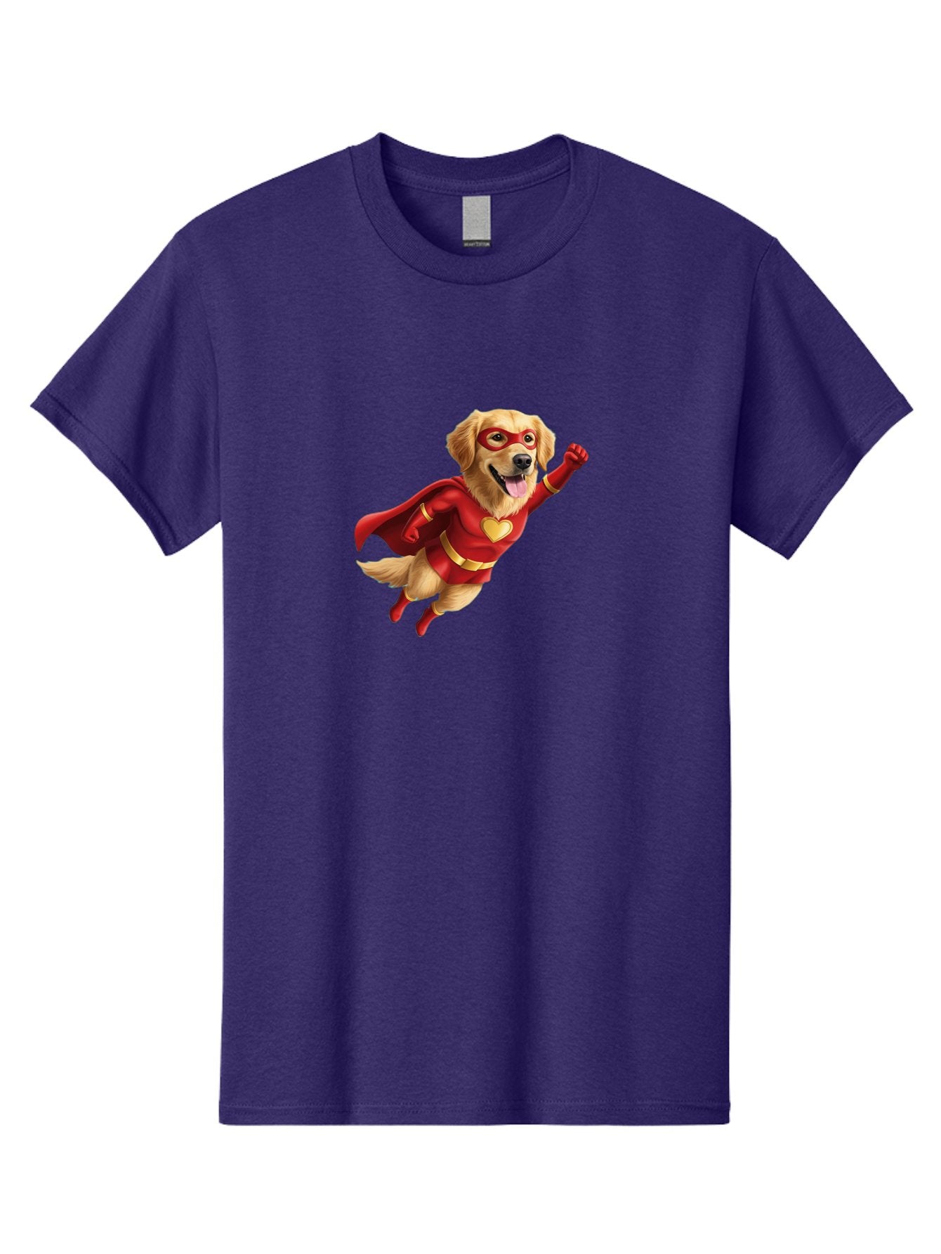 Super-Dog Men'S Graphic Tee, 100% Cotton, Comfortable Casual Summer Wear, Machine Washable, Cartoon Dog In Red Superhero Costume, Flying Dog, Golden Retriever, Superhero Cape, Red Mask, Yellow Belt, Cartoon Character, Dog Hero, Superpowers Bac501 12