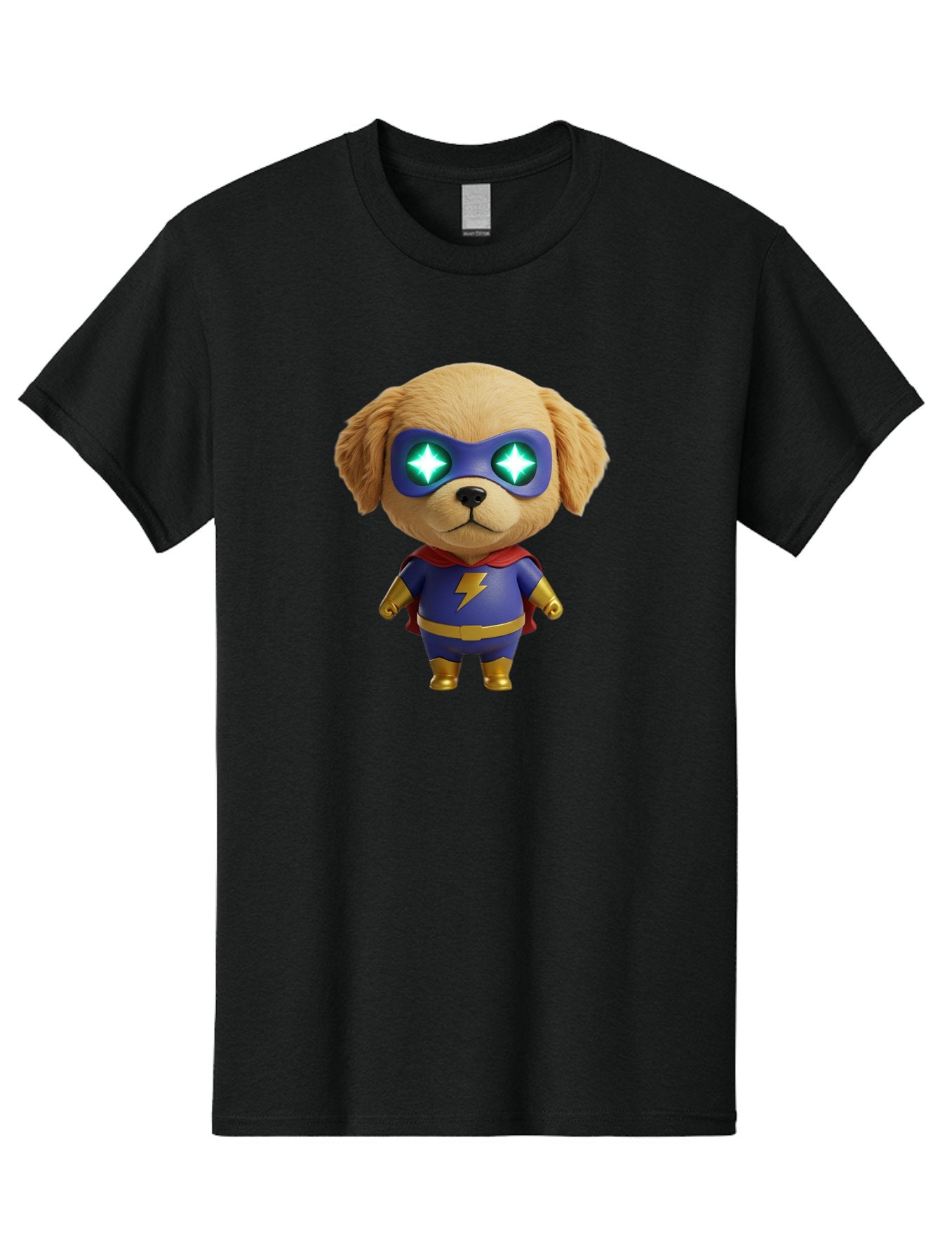 Super-Puppy Men'S Graphic Tee, 100% Cotton, Comfortable Casual Summer Wear, Machine Washable, Superhero Dog, Cartoon Character, Puppy Wearing Mask, Superhero Costume, Puppy With Cape, Dog With Lightning Bolt, Cute Puppy, Digital Illustration, Bac502 15