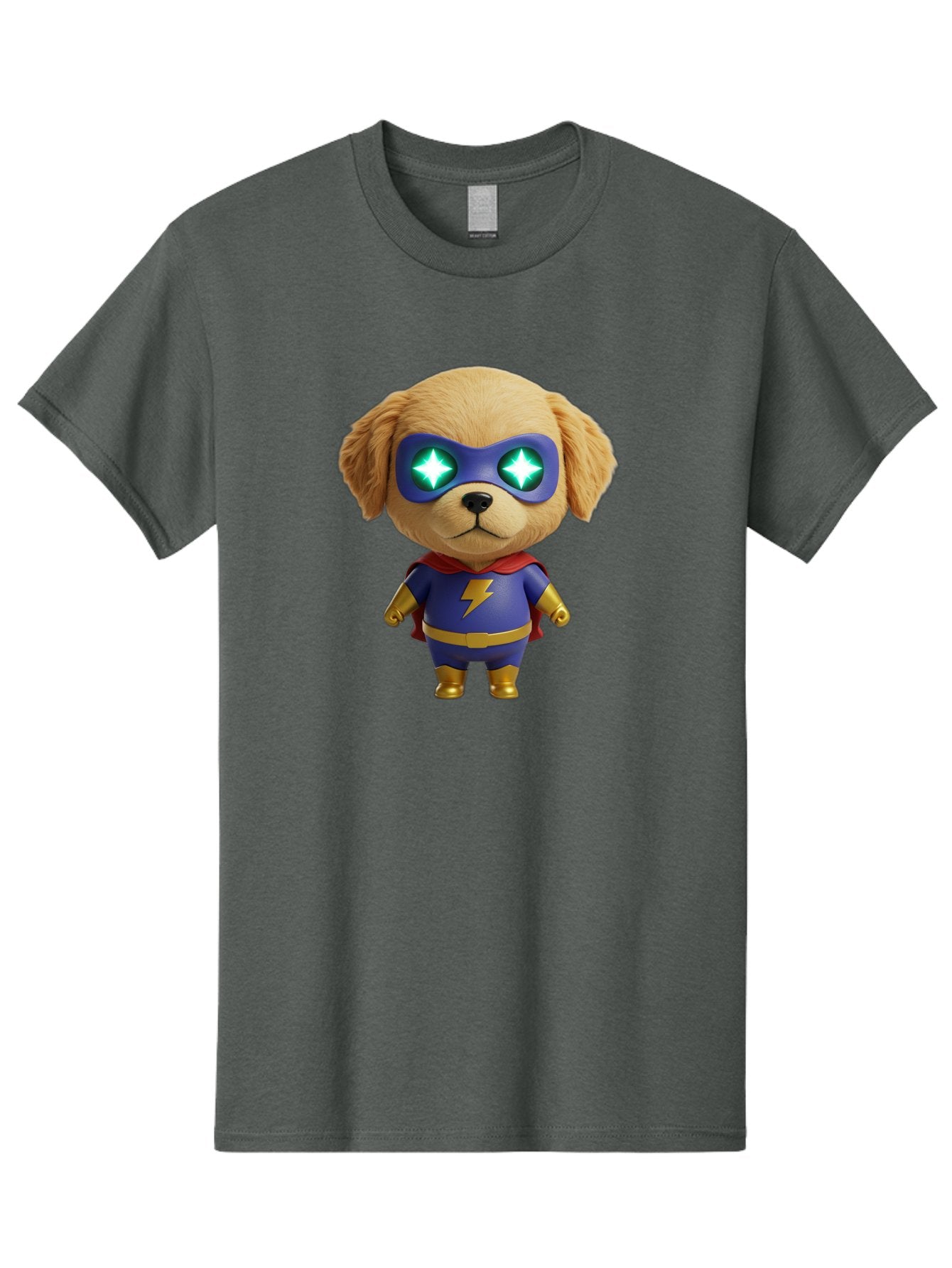 Super-Puppy Men'S Graphic Tee, 100% Cotton, Comfortable Casual Summer Wear, Machine Washable, Superhero Dog, Cartoon Character, Puppy Wearing Mask, Superhero Costume, Puppy With Cape, Dog With Lightning Bolt, Cute Puppy, Digital Illustration, Bac502 7