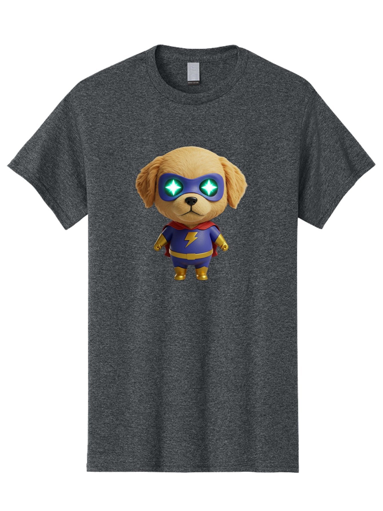 Super-Puppy Men'S Graphic Tee, 100% Cotton, Comfortable Casual Summer Wear, Machine Washable, Superhero Dog, Cartoon Character, Puppy Wearing Mask, Superhero Costume, Puppy With Cape, Dog With Lightning Bolt, Cute Puppy, Digital Illustration, Bac502 13