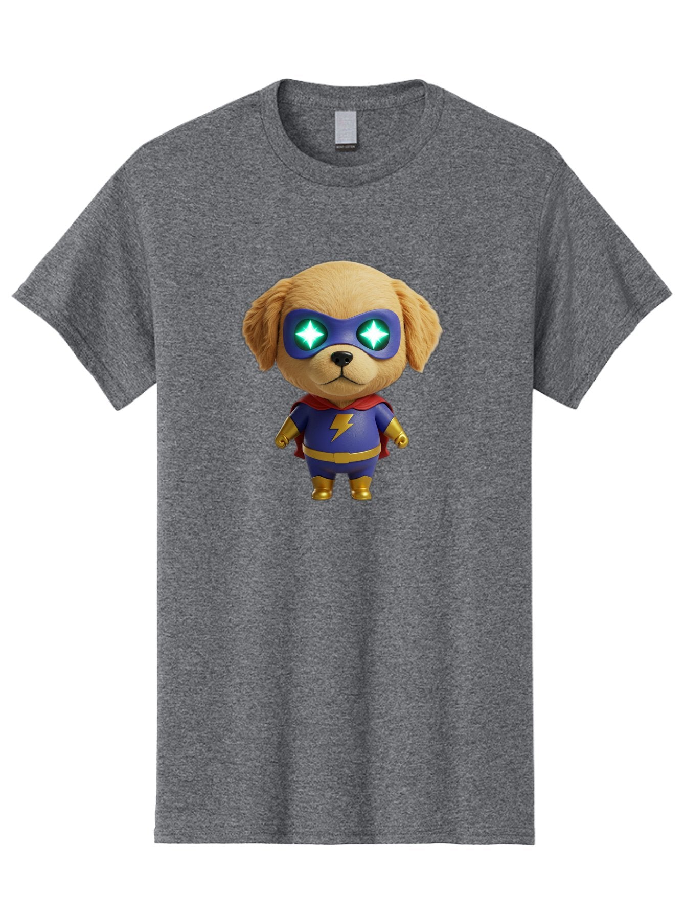 Super-Puppy Men'S Graphic Tee, 100% Cotton, Comfortable Casual Summer Wear, Machine Washable, Superhero Dog, Cartoon Character, Puppy Wearing Mask, Superhero Costume, Puppy With Cape, Dog With Lightning Bolt, Cute Puppy, Digital Illustration, Bac502 3