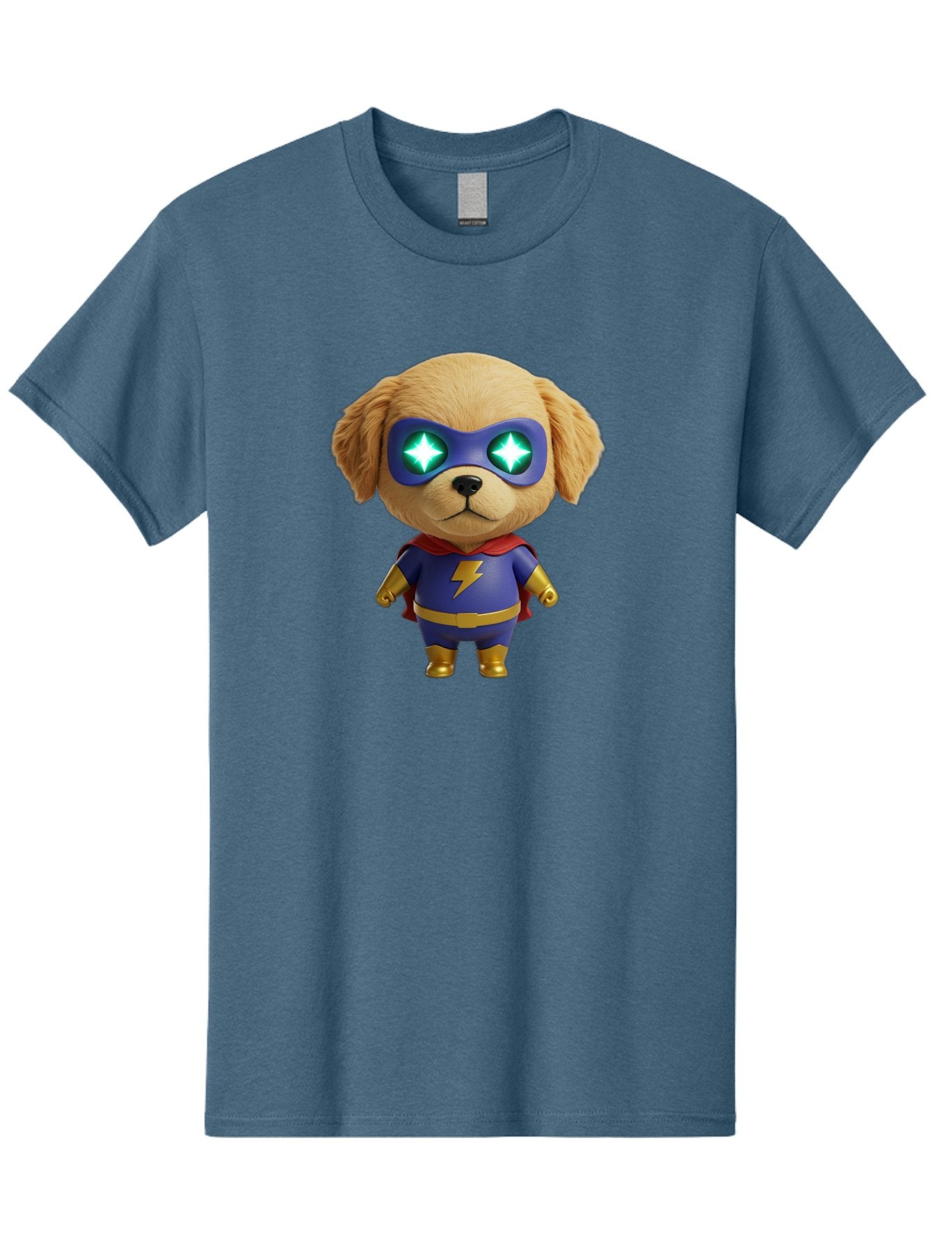 Super-Puppy Men'S Graphic Tee, 100% Cotton, Comfortable Casual Summer Wear, Machine Washable, Superhero Dog, Cartoon Character, Puppy Wearing Mask, Superhero Costume, Puppy With Cape, Dog With Lightning Bolt, Cute Puppy, Digital Illustration, Bac502 5