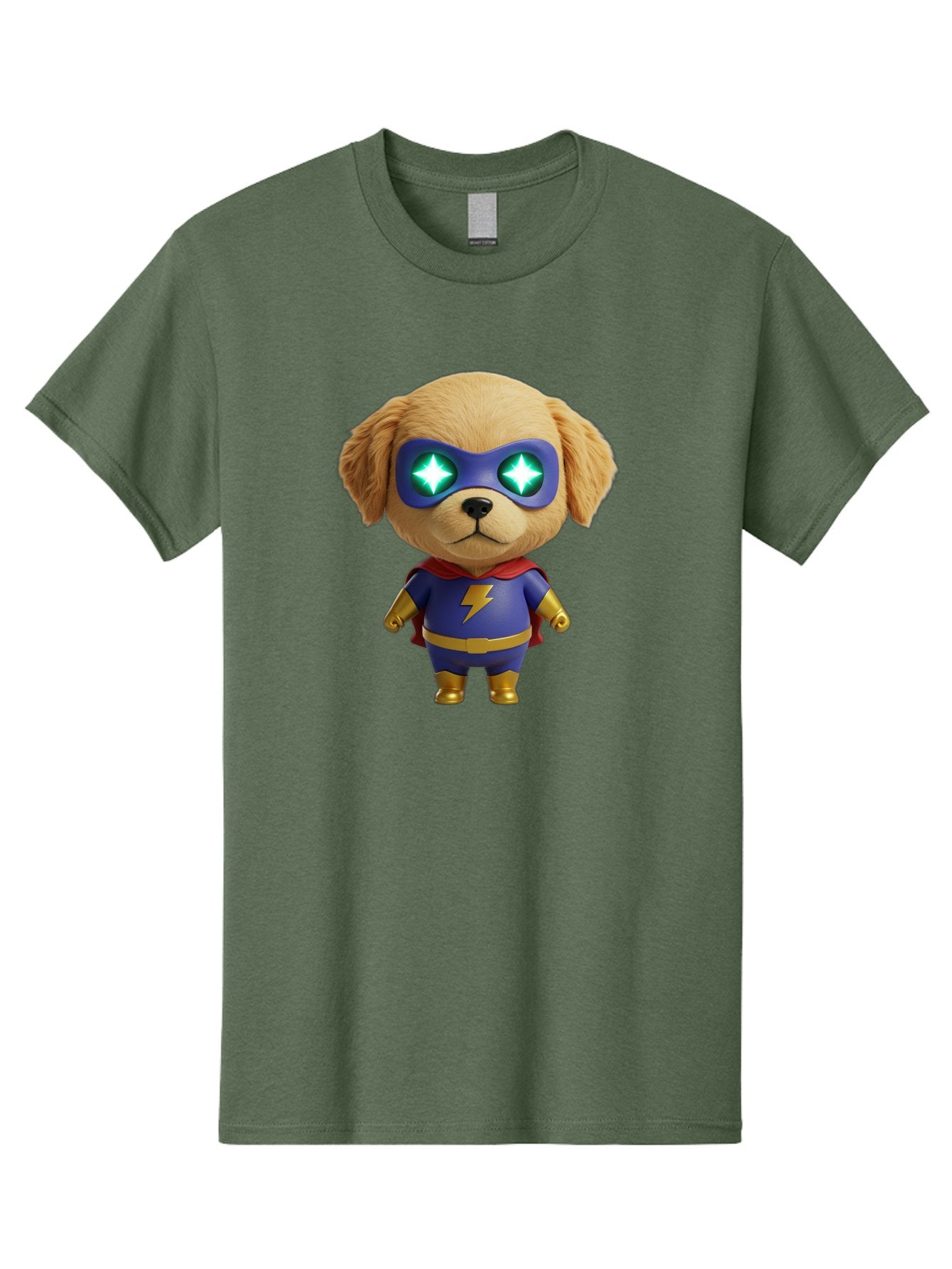 Super-Puppy Men'S Graphic Tee, 100% Cotton, Comfortable Casual Summer Wear, Machine Washable, Superhero Dog, Cartoon Character, Puppy Wearing Mask, Superhero Costume, Puppy With Cape, Dog With Lightning Bolt, Cute Puppy, Digital Illustration, Bac502