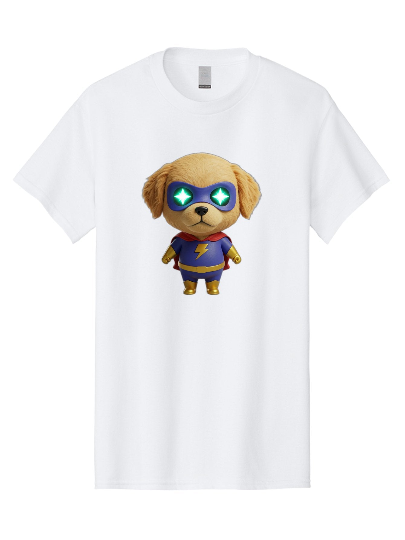 Super-Puppy Men'S Graphic Tee, 100% Cotton, Comfortable Casual Summer Wear, Machine Washable, Superhero Dog, Cartoon Character, Puppy Wearing Mask, Superhero Costume, Puppy With Cape, Dog With Lightning Bolt, Cute Puppy, Digital Illustration, Bac502 8