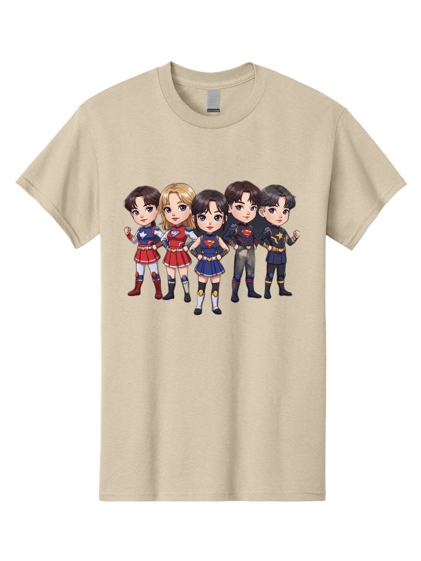 Superheroes Men'S Graphic Tee, 100% Cotton, Comfortable Casual Summer Wear, Machine Washable, Cartoon Superheroes, Superhero Team, Dc Characters, Wonder Woman, Supergirl, Superman, Costume Design, Superhero Costumes, Comic Book Style, Bac504 12