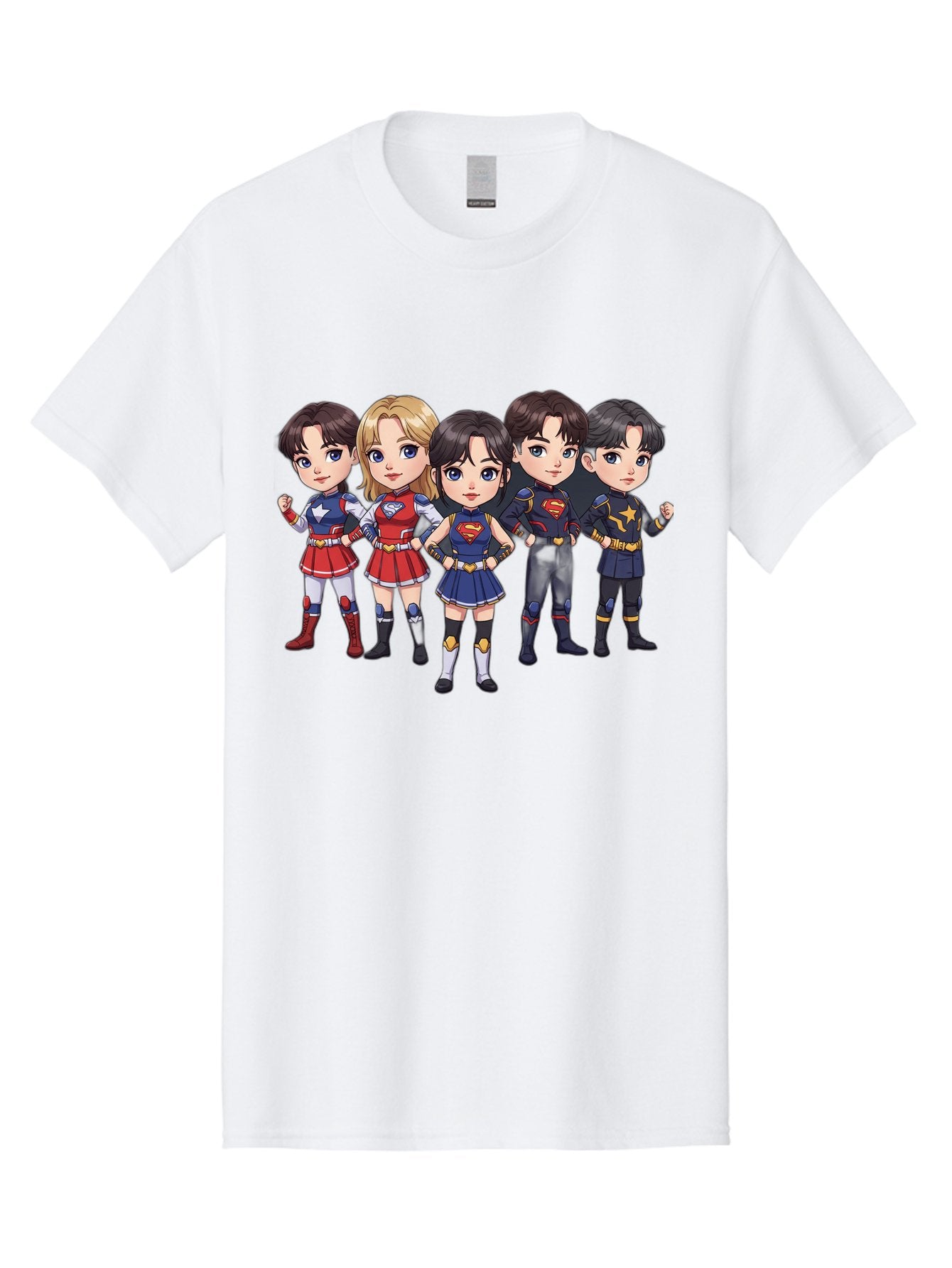 Superheroes Men'S Graphic Tee, 100% Cotton, Comfortable Casual Summer Wear, Machine Washable, Cartoon Superheroes, Superhero Team, Dc Characters, Wonder Woman, Supergirl, Superman, Costume Design, Superhero Costumes, Comic Book Style, Bac504 14