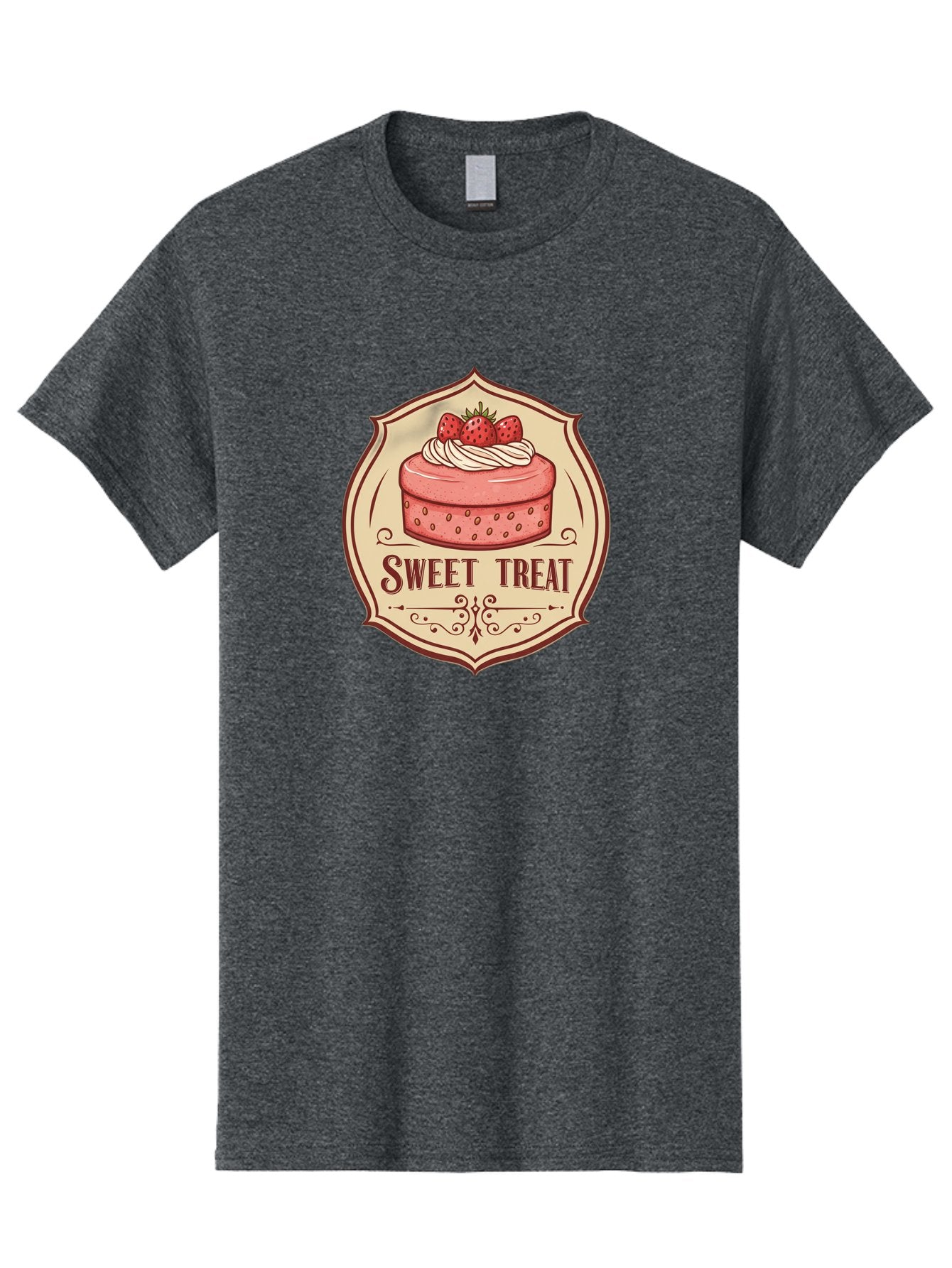 Sweet-Treat Men'S Graphic Tee, 100% Cotton, Comfortable Casual Summer Wear, Machine Washable, Strawberry Cake, Sweet Treat, Dessert Logo, Vintage Label, Whipped Cream, Strawberries, Cake Decoration, Bakery Design, Retro Style, Sweet Delights Bac506 10