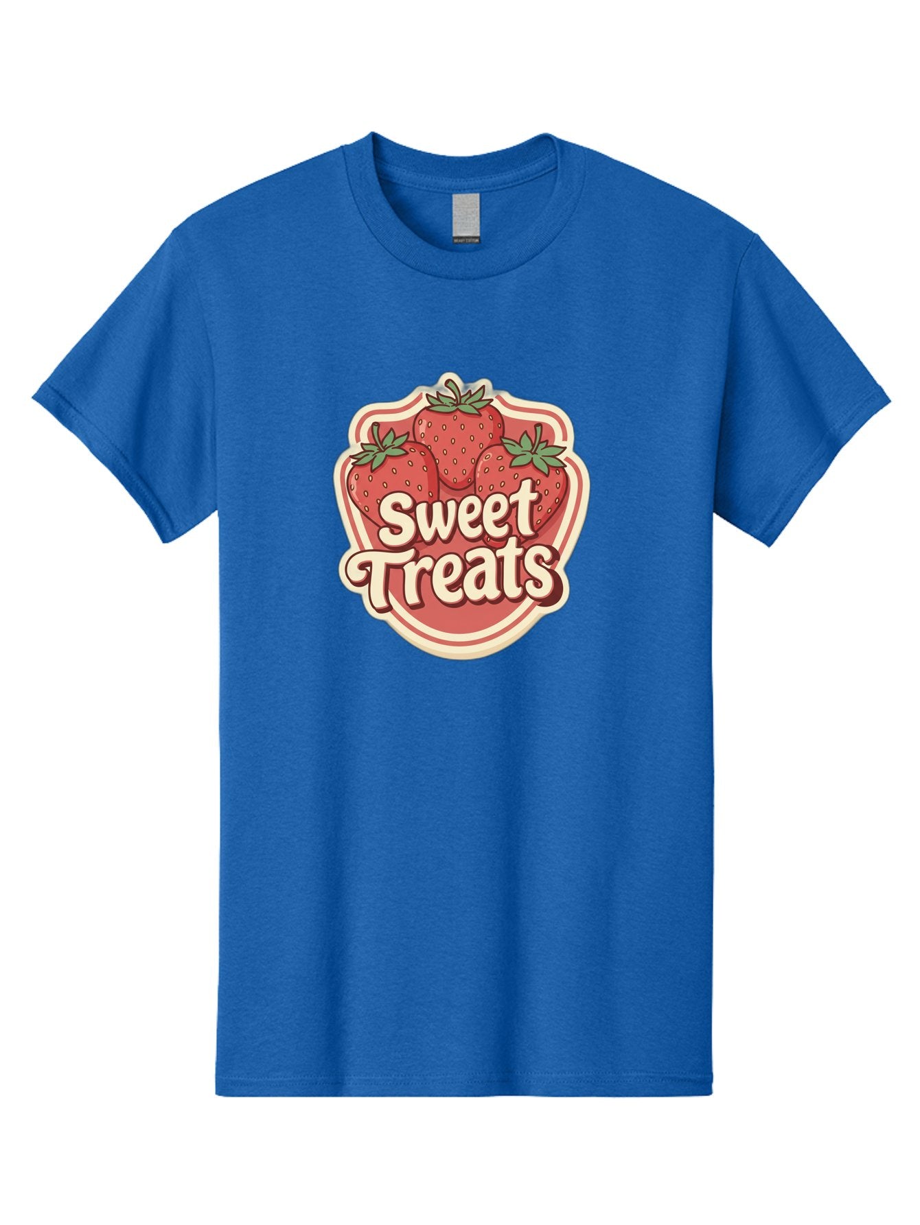 Sweet-Treats Men'S Graphic Tee, 100% Cotton, Comfortable Casual Summer Wear, Machine Washable, Strawberry Dessert, Sweet Treats, Fruit Illustration, Cartoon Style, Dessert Logo, Strawberries, Yummy Treats, Tasty Desserts, Fruit Logo Bac507 5