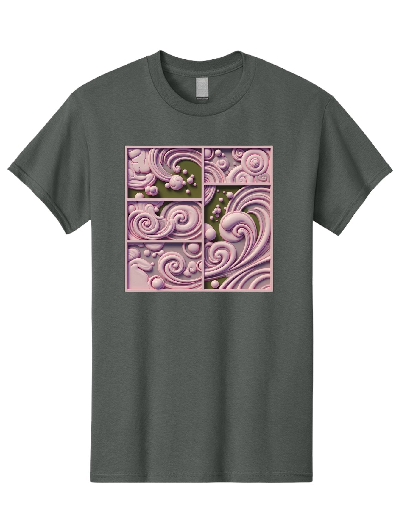 Swirling-Patterns Men'S Graphic Tee, 100% Cotton, Comfortable Casual Summer Wear, Machine Washable, Pink Swirls, Fluid Design, Abstract Pattern, Ornate Details, Whimsical Shapes, 3D Effect, Artistic Expression, Creative Wallpaper, Bac508 6
