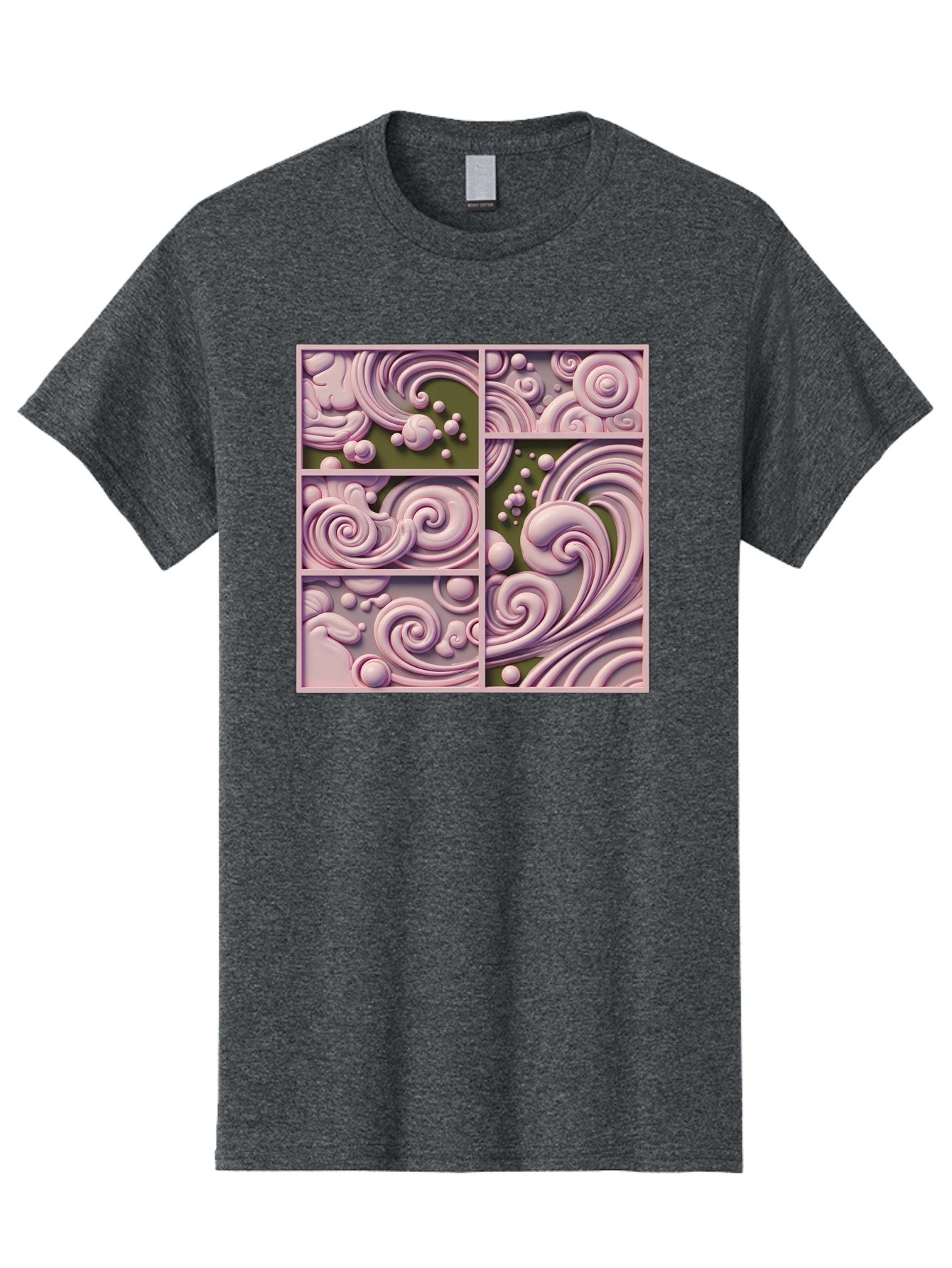 Swirling-Patterns Men'S Graphic Tee, 100% Cotton, Comfortable Casual Summer Wear, Machine Washable, Pink Swirls, Fluid Design, Abstract Pattern, Ornate Details, Whimsical Shapes, 3D Effect, Artistic Expression, Creative Wallpaper, Bac508 5