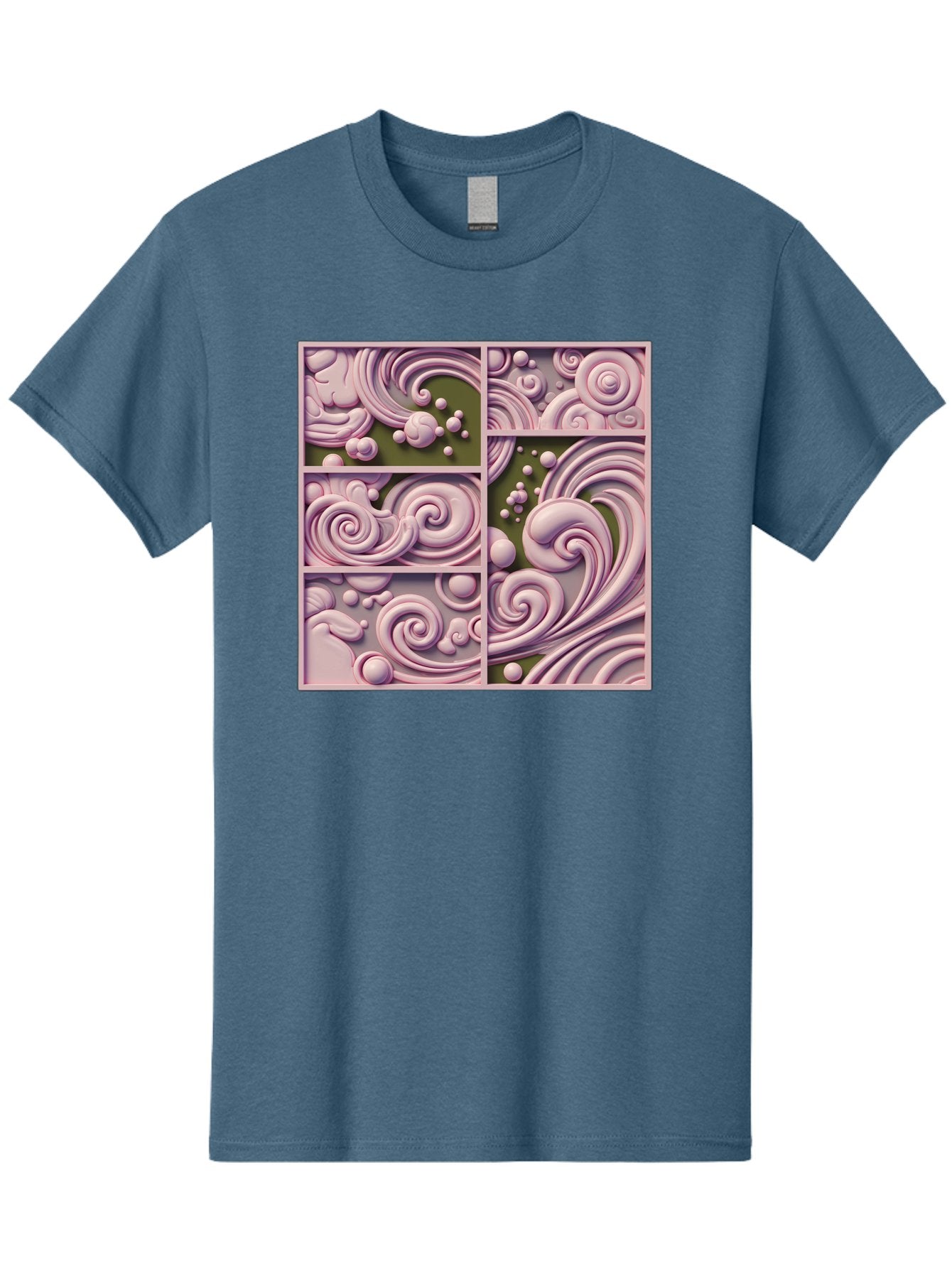 Swirling-Patterns Men'S Graphic Tee, 100% Cotton, Comfortable Casual Summer Wear, Machine Washable, Pink Swirls, Fluid Design, Abstract Pattern, Ornate Details, Whimsical Shapes, 3D Effect, Artistic Expression, Creative Wallpaper, Bac508 13
