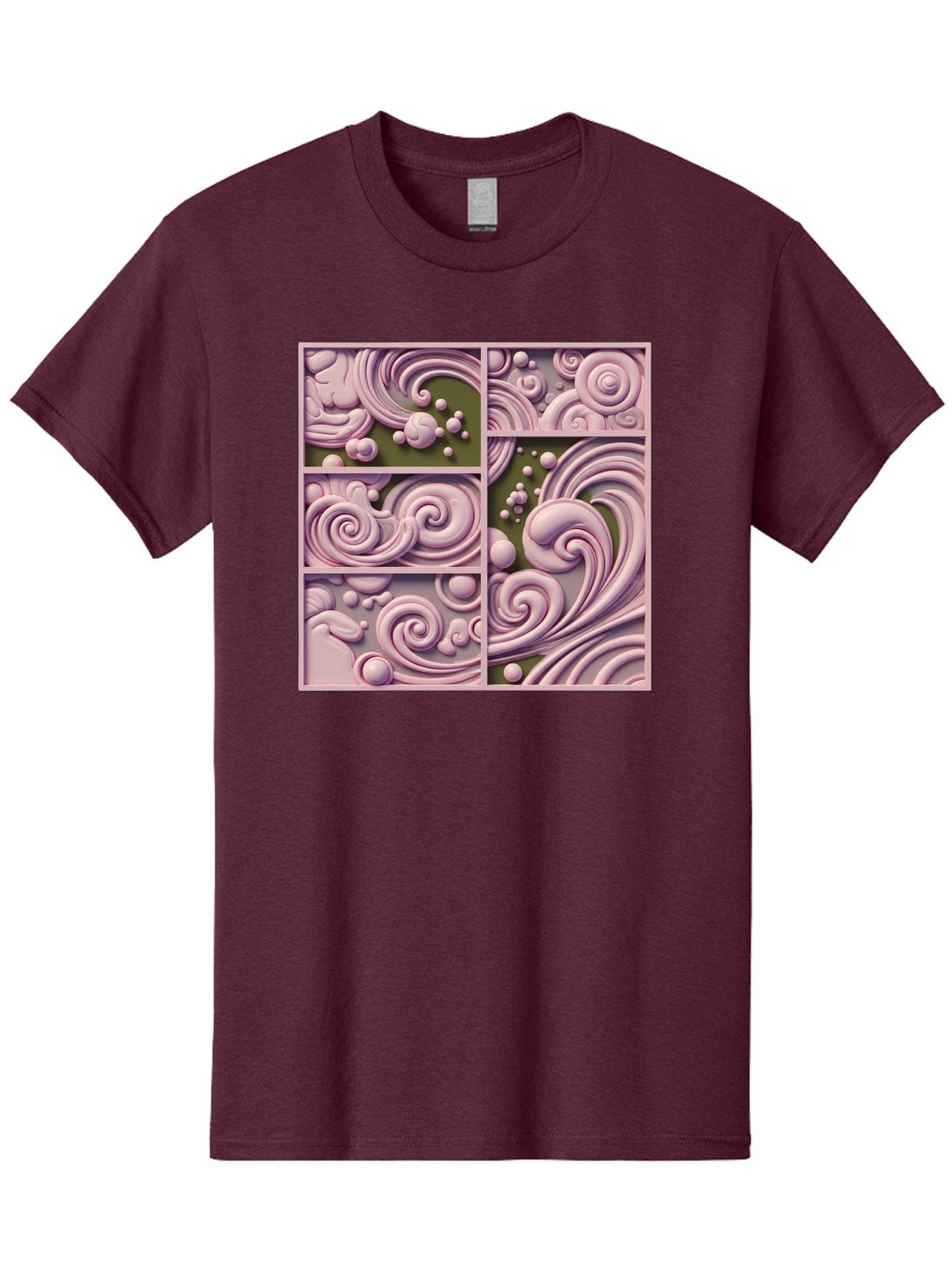 Swirling-Patterns Men'S Graphic Tee, 100% Cotton, Comfortable Casual Summer Wear, Machine Washable, Pink Swirls, Fluid Design, Abstract Pattern, Ornate Details, Whimsical Shapes, 3D Effect, Artistic Expression, Creative Wallpaper, Bac508 11