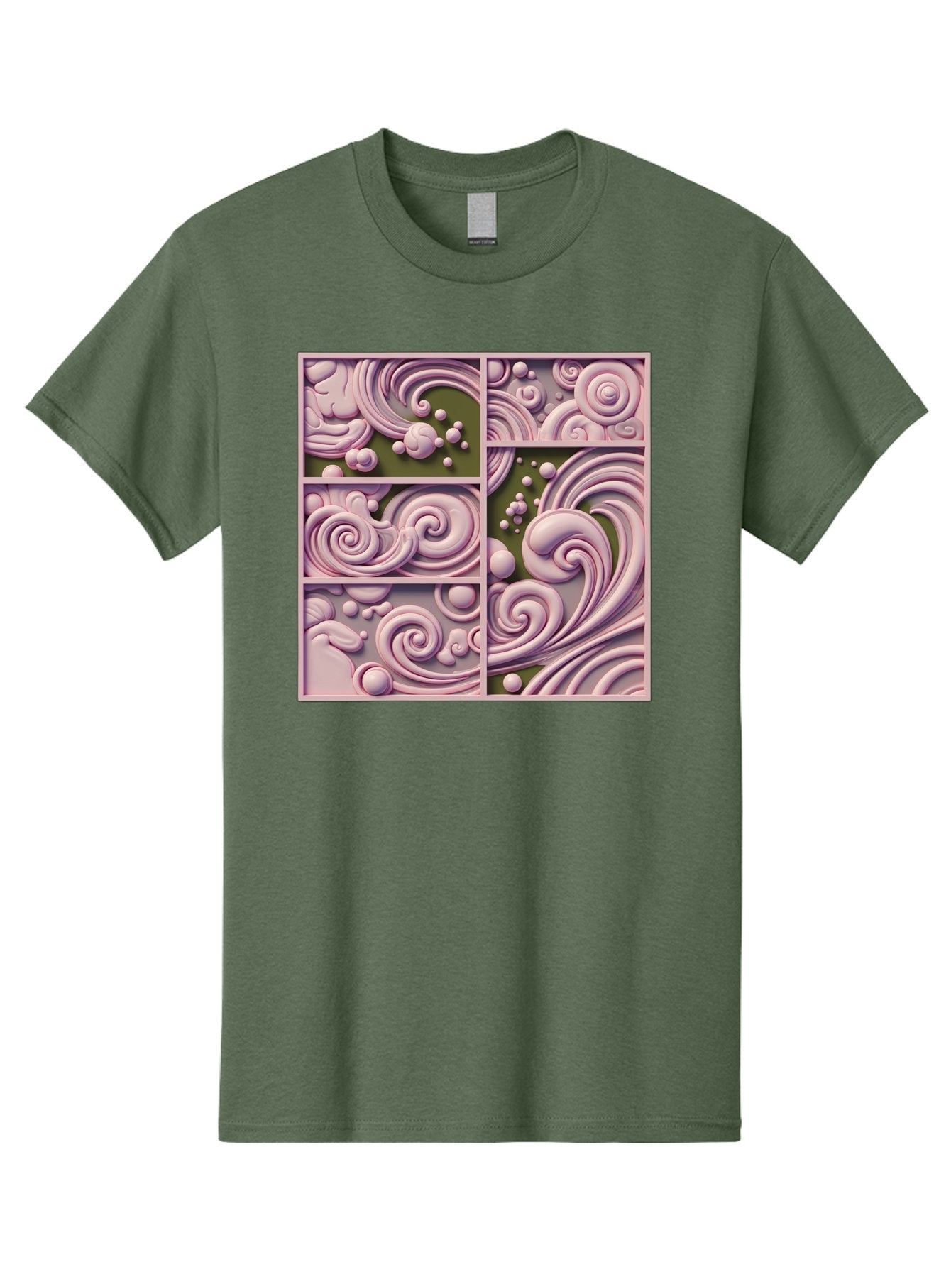 Swirling-Patterns Men'S Graphic Tee, 100% Cotton, Comfortable Casual Summer Wear, Machine Washable, Pink Swirls, Fluid Design, Abstract Pattern, Ornate Details, Whimsical Shapes, 3D Effect, Artistic Expression, Creative Wallpaper, Bac508 15