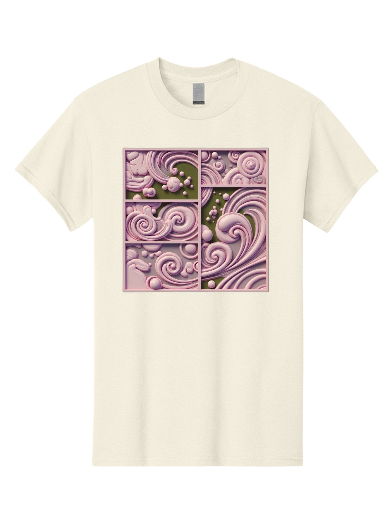 Swirling-Patterns Men'S Graphic Tee, 100% Cotton, Comfortable Casual Summer Wear, Machine Washable, Pink Swirls, Fluid Design, Abstract Pattern, Ornate Details, Whimsical Shapes, 3D Effect, Artistic Expression, Creative Wallpaper, Bac508 7