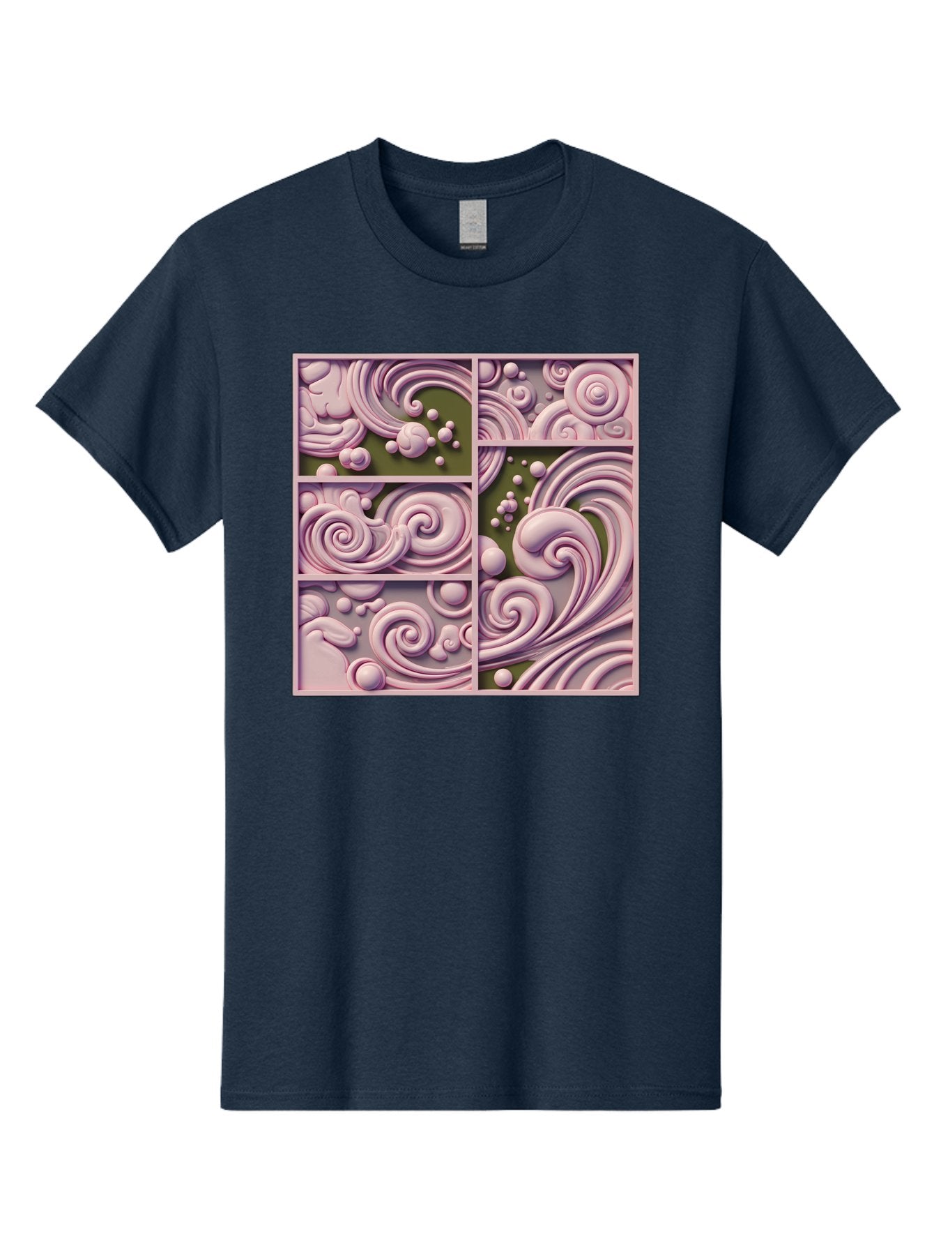 Swirling-Patterns Men'S Graphic Tee, 100% Cotton, Comfortable Casual Summer Wear, Machine Washable, Pink Swirls, Fluid Design, Abstract Pattern, Ornate Details, Whimsical Shapes, 3D Effect, Artistic Expression, Creative Wallpaper, Bac508 4