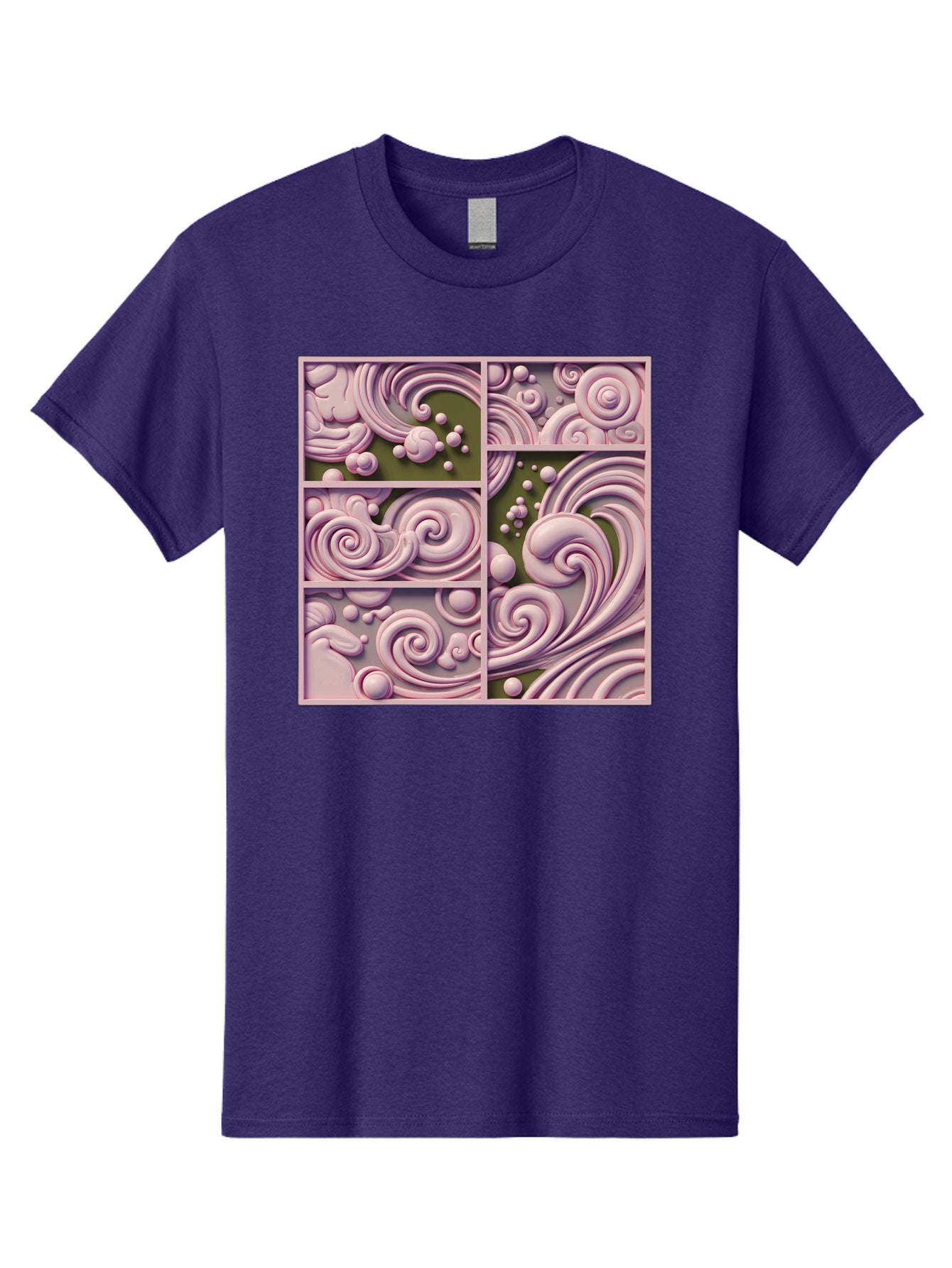 Swirling-Patterns Men'S Graphic Tee, 100% Cotton, Comfortable Casual Summer Wear, Machine Washable, Pink Swirls, Fluid Design, Abstract Pattern, Ornate Details, Whimsical Shapes, 3D Effect, Artistic Expression, Creative Wallpaper, Bac508 9