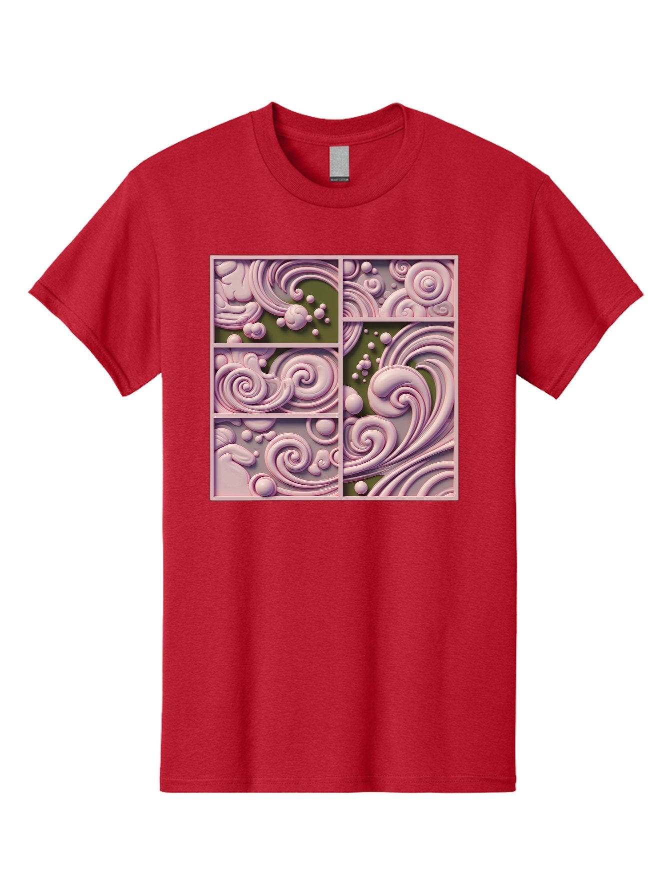 Swirling-Patterns Men'S Graphic Tee, 100% Cotton, Comfortable Casual Summer Wear, Machine Washable, Pink Swirls, Fluid Design, Abstract Pattern, Ornate Details, Whimsical Shapes, 3D Effect, Artistic Expression, Creative Wallpaper, Bac508 14