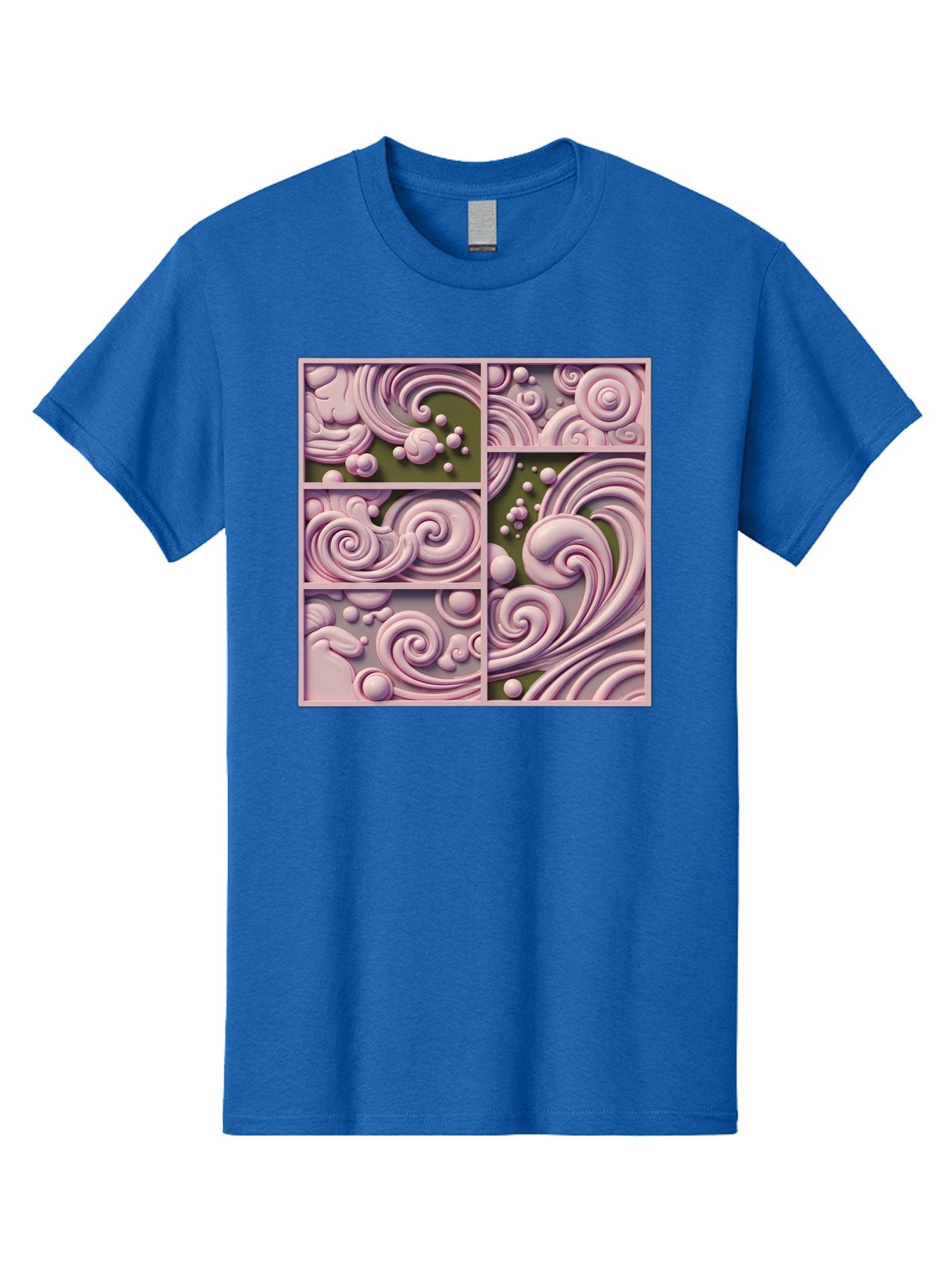 Swirling-Patterns Men'S Graphic Tee, 100% Cotton, Comfortable Casual Summer Wear, Machine Washable, Pink Swirls, Fluid Design, Abstract Pattern, Ornate Details, Whimsical Shapes, 3D Effect, Artistic Expression, Creative Wallpaper, Bac508