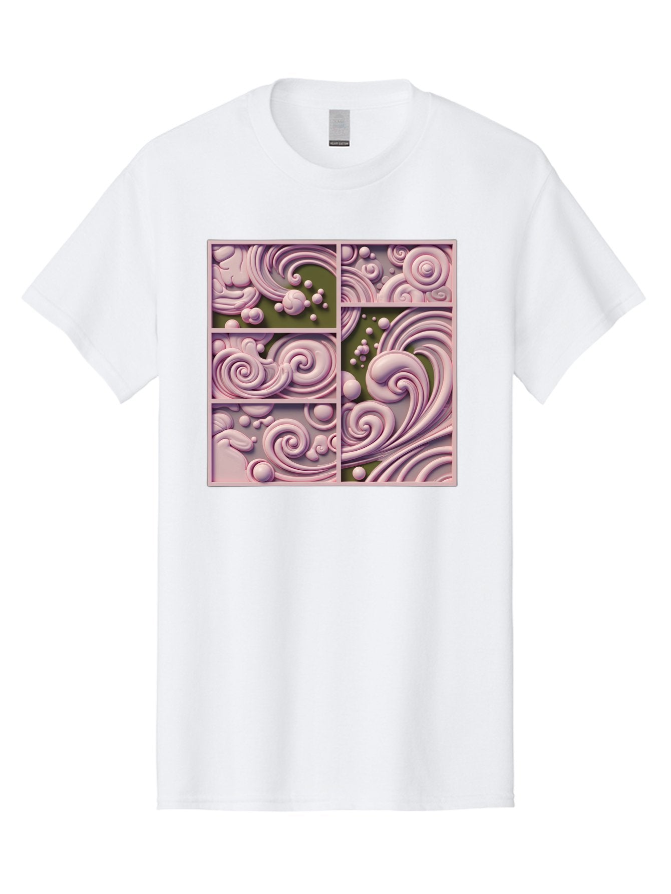 Swirling-Patterns Men'S Graphic Tee, 100% Cotton, Comfortable Casual Summer Wear, Machine Washable, Pink Swirls, Fluid Design, Abstract Pattern, Ornate Details, Whimsical Shapes, 3D Effect, Artistic Expression, Creative Wallpaper, Bac508 10
